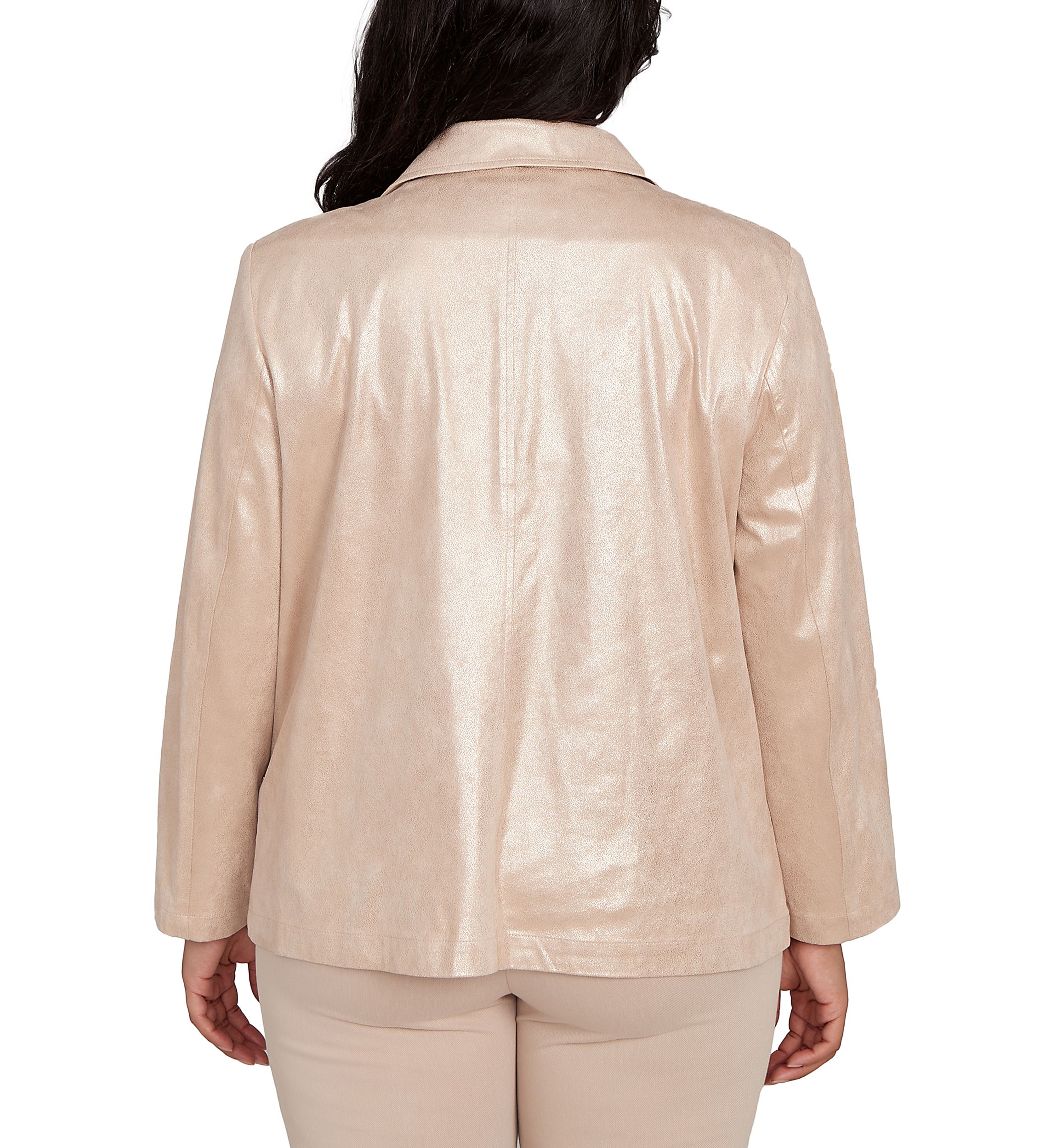 Plus Size Urban Legend Shimmer Faux Suede Jacket