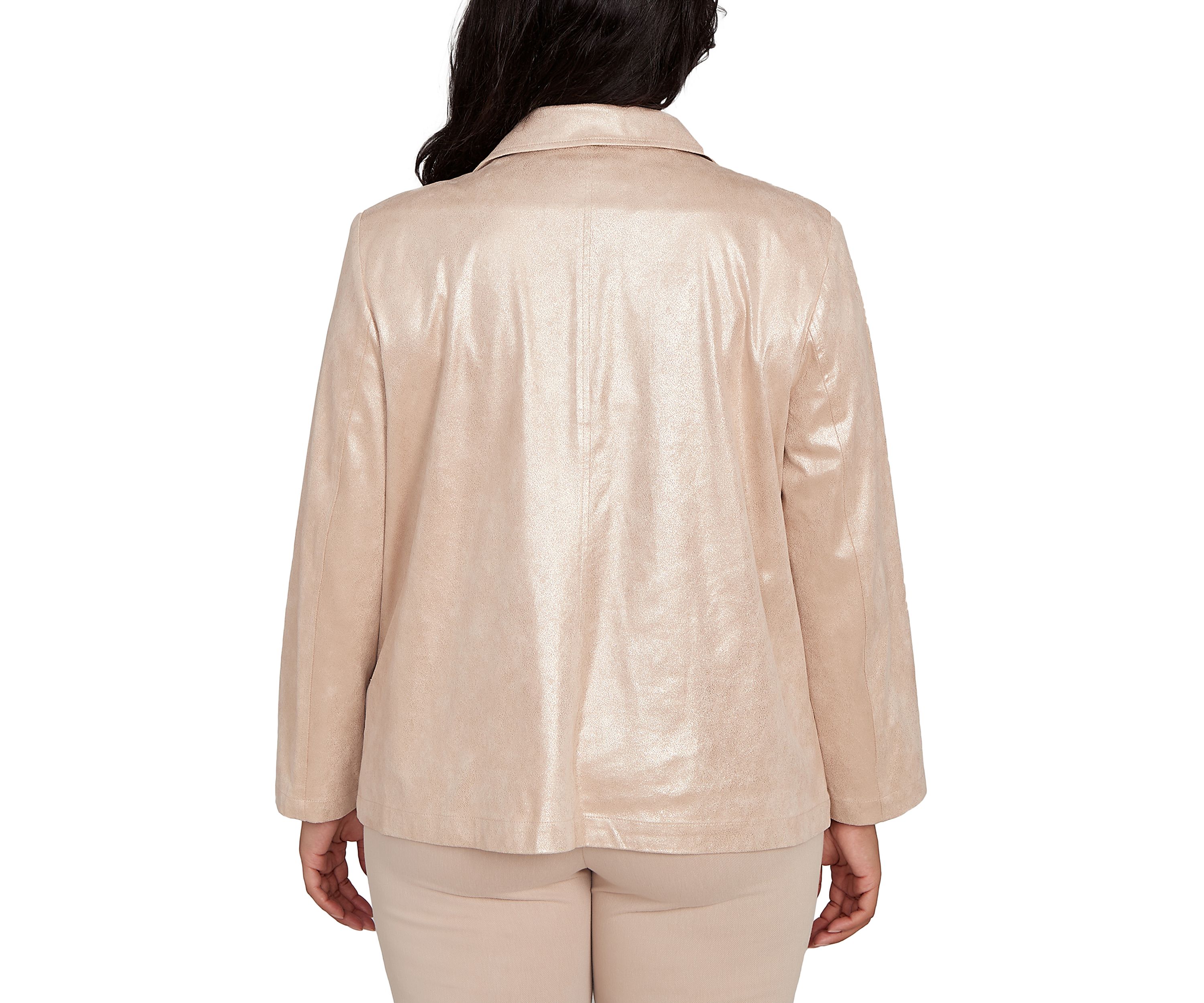 Plus Size Urban Legend Shimmer Faux Suede Jacket