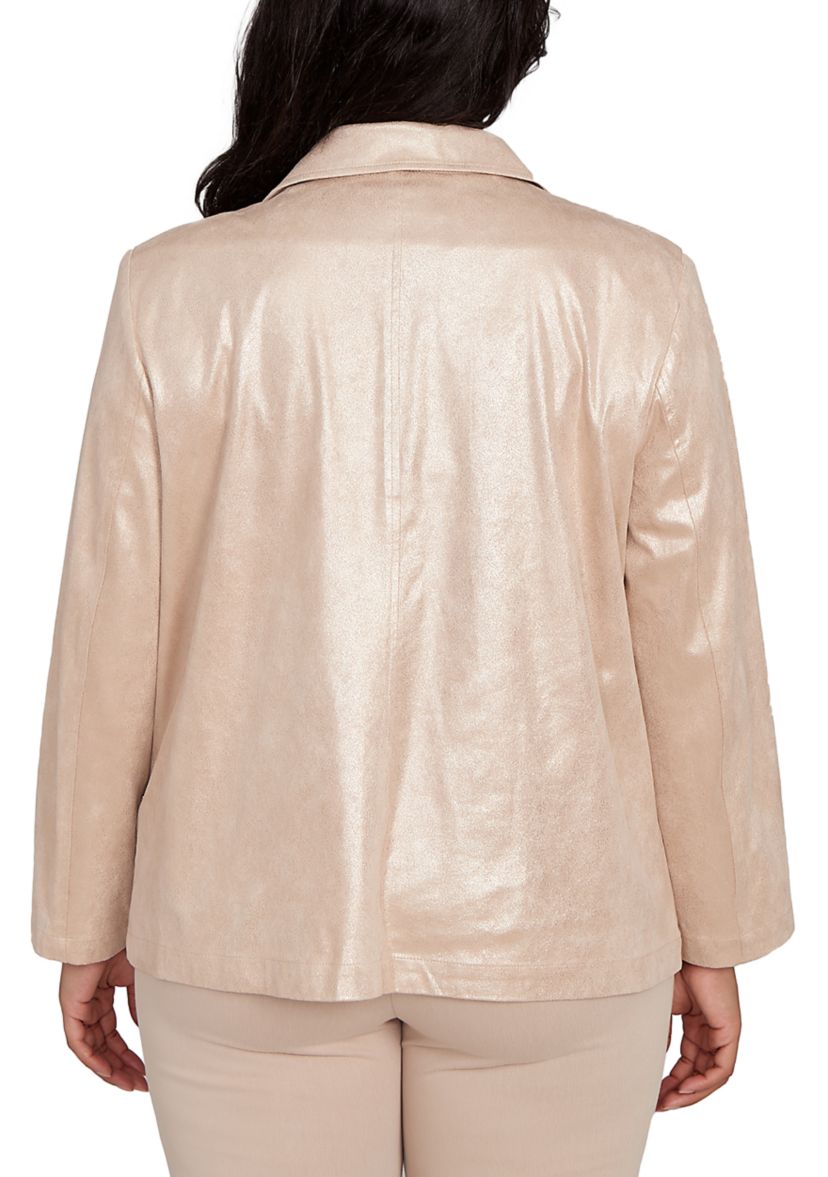 Plus Size Urban Legend Shimmer Faux Suede Jacket