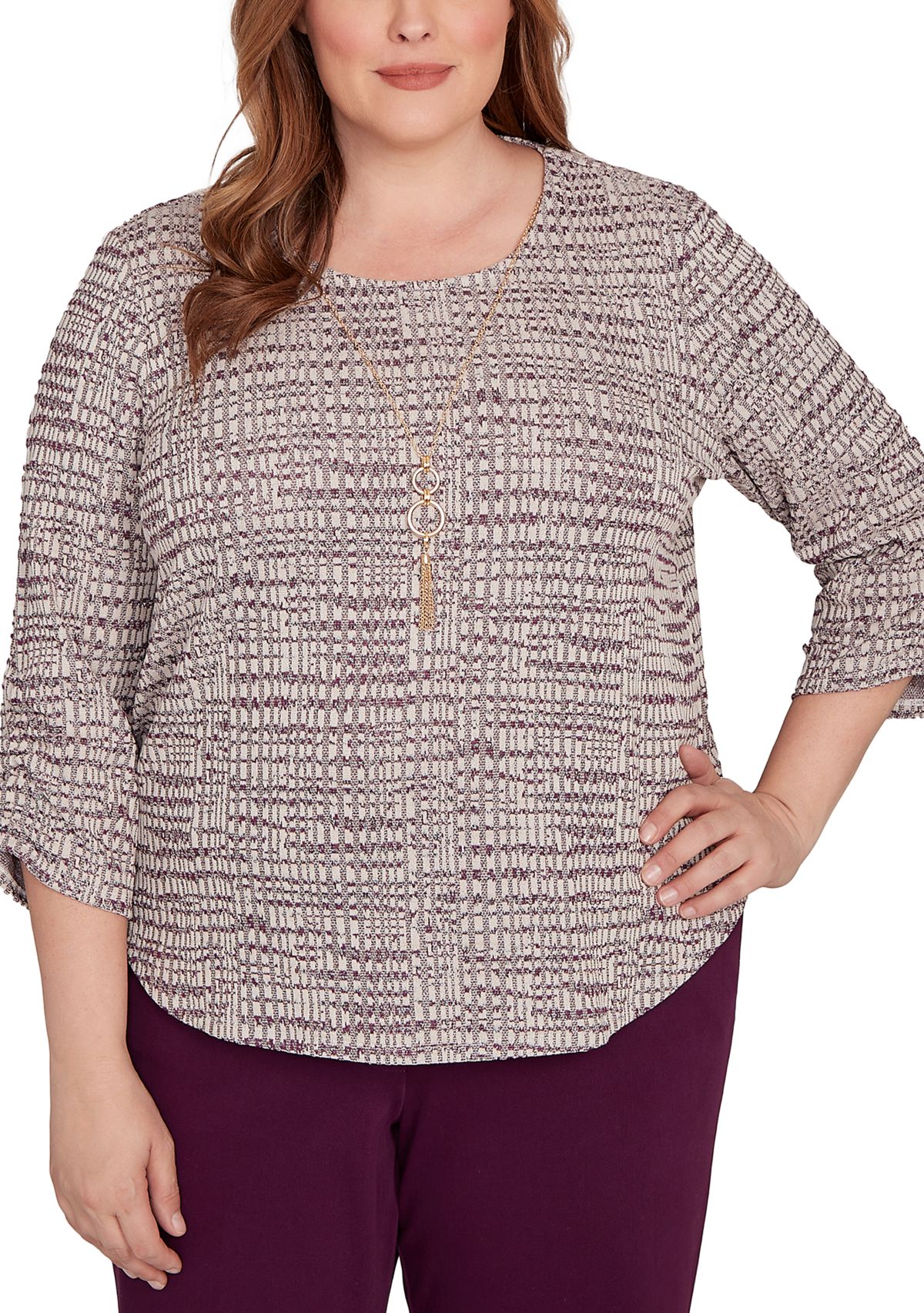 Plus Size Urban Legend Shimmer Space Dye Texture Top