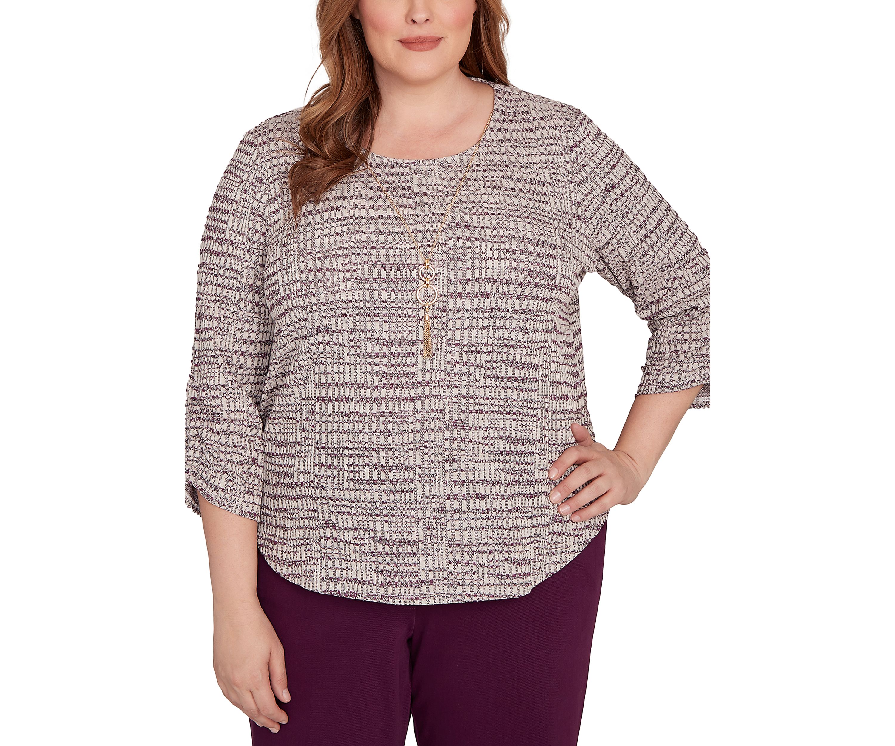 Plus Size Urban Legend Shimmer Space Dye Texture Top