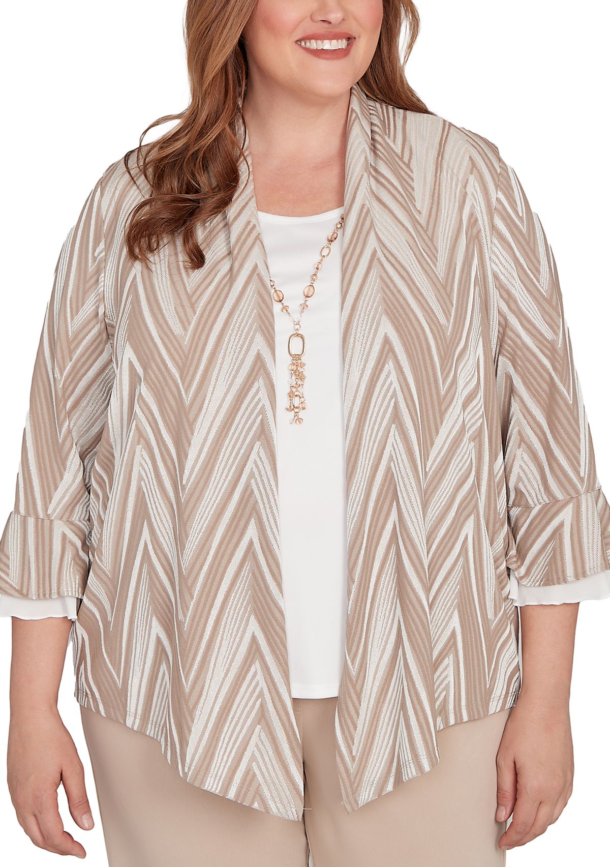 Plus Size Urban Legend Exploded Chevron Two In One Top