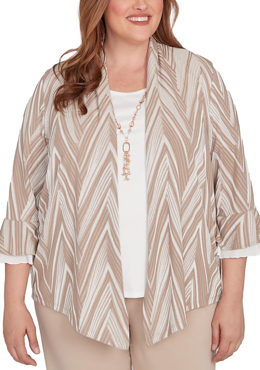 Plus Size Urban Legend Exploded Chevron Two In One Top