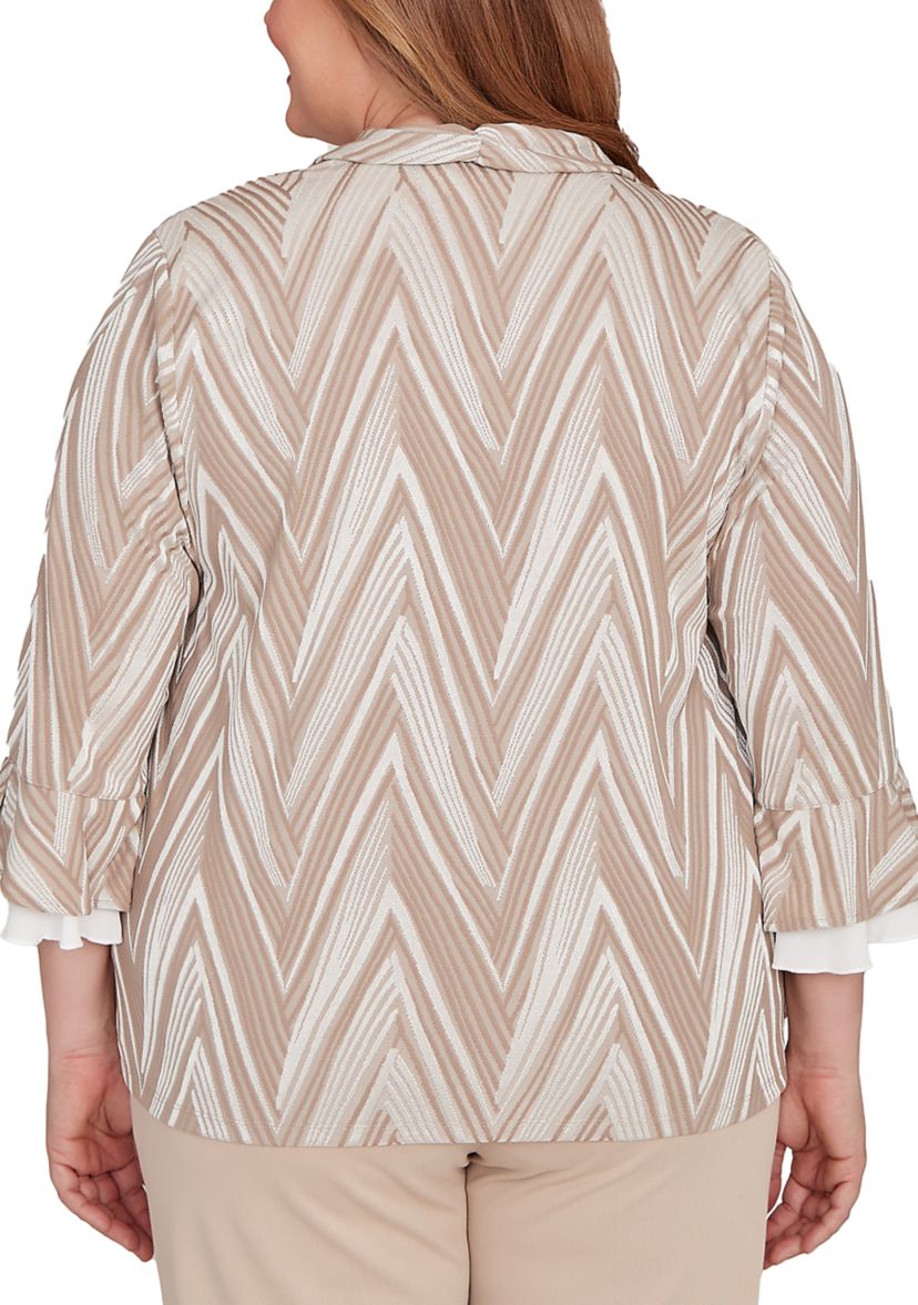 Plus Size Urban Legend Exploded Chevron Two In One Top