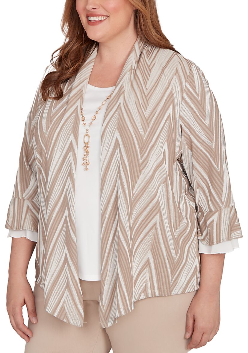 Plus Size Urban Legend Exploded Chevron Two In One Top