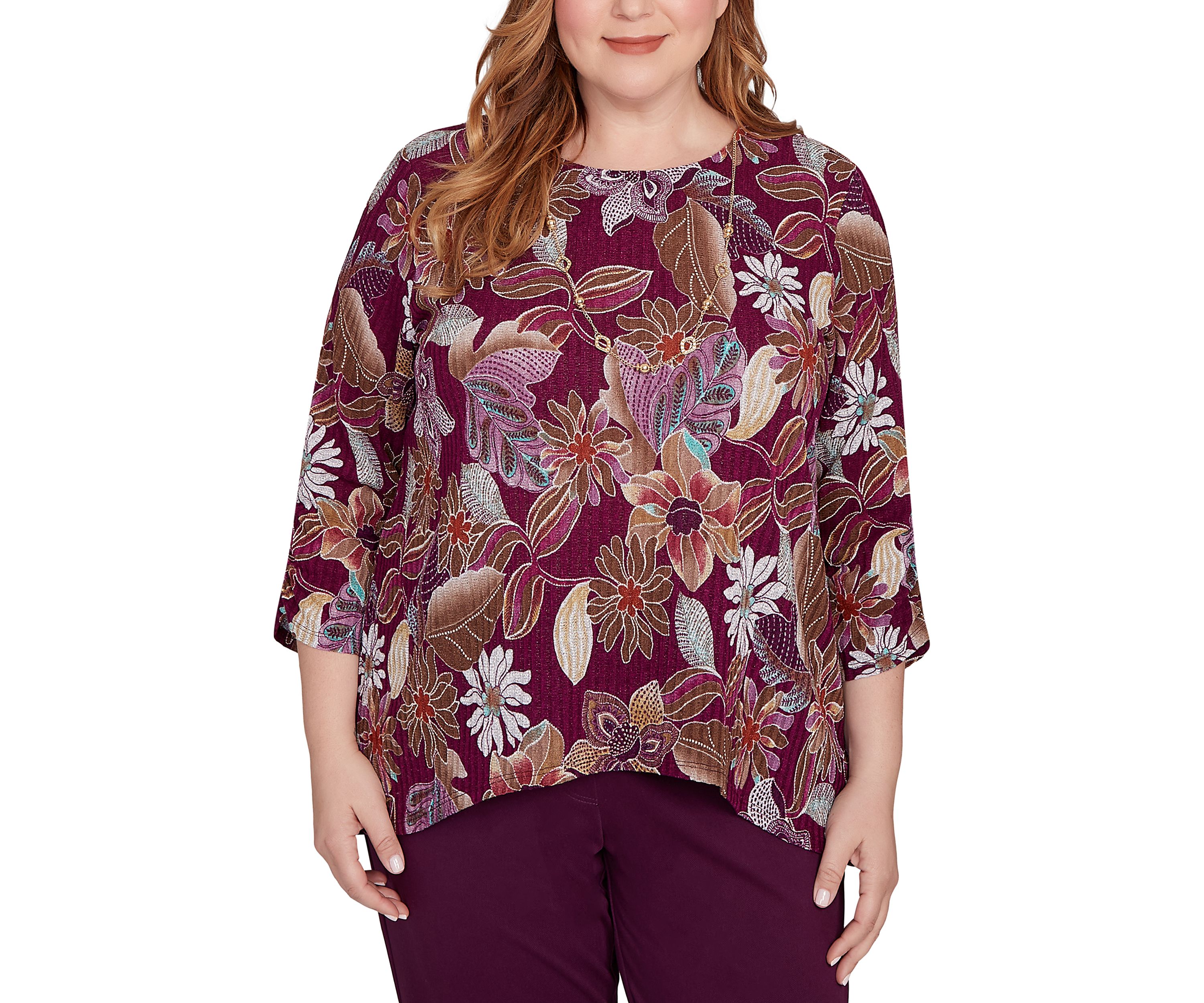 Plus Size Urban Legend Batik Floral Melange Print Top