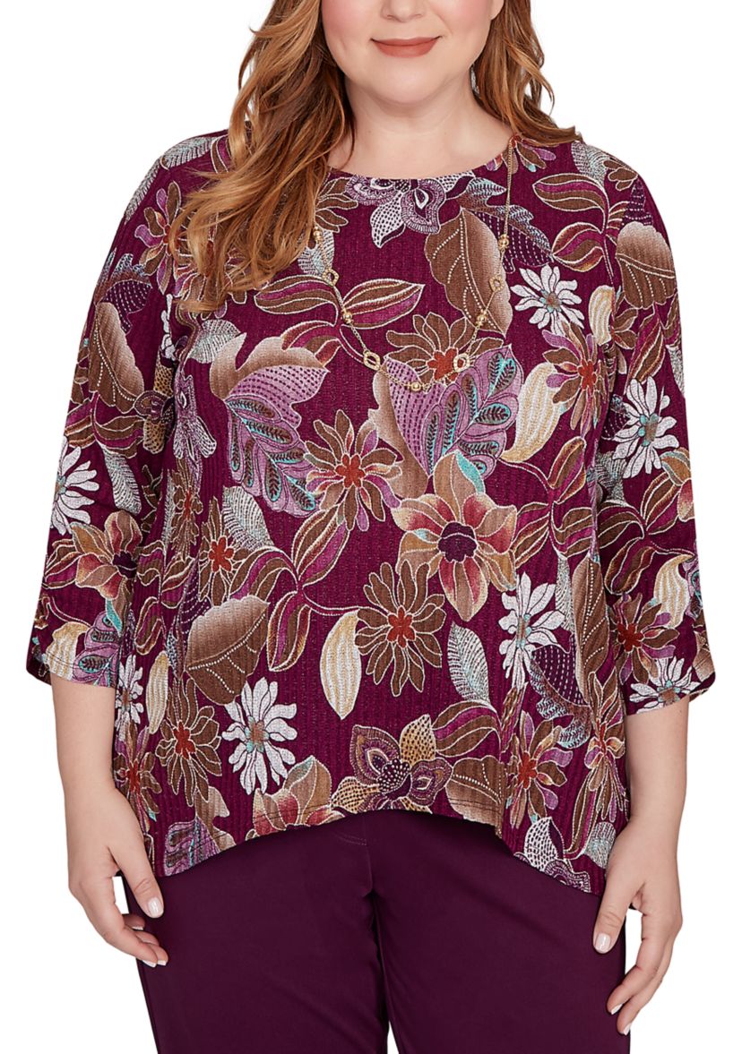 Plus Size Urban Legend Batik Floral Melange Print Top