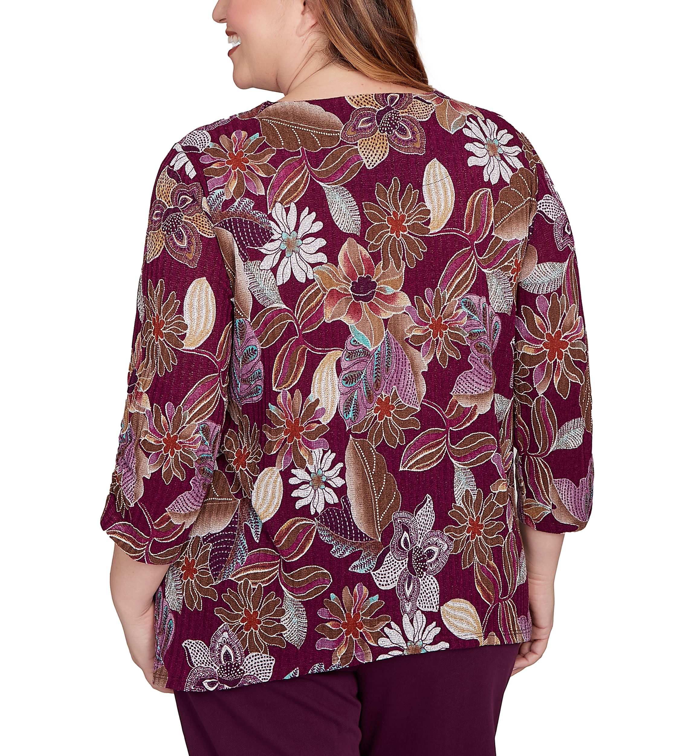 Plus Size Urban Legend Batik Floral Melange Print Top