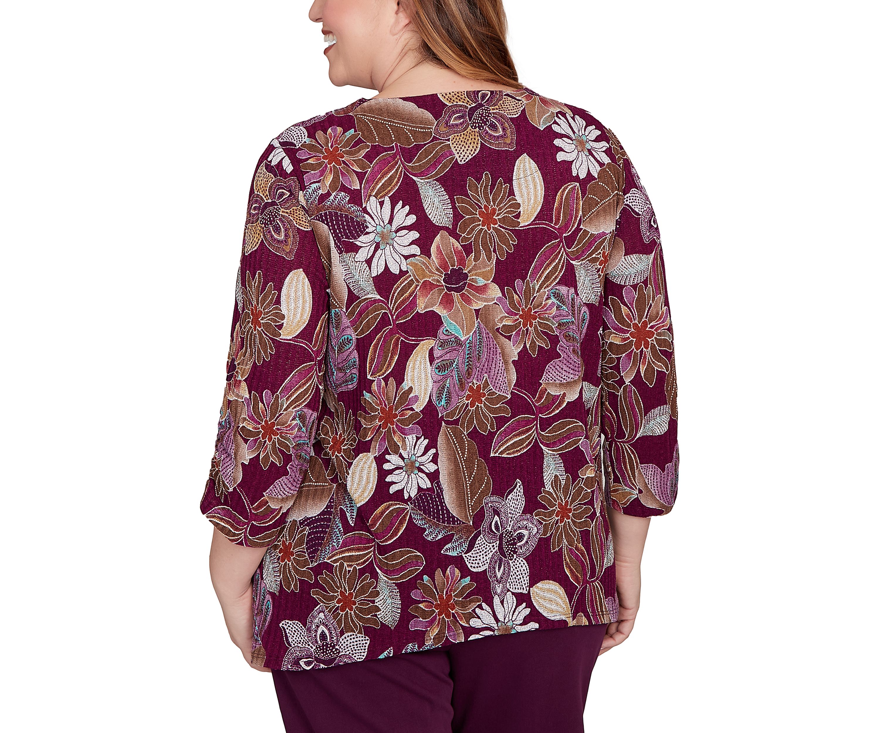 Plus Size Urban Legend Batik Floral Melange Print Top