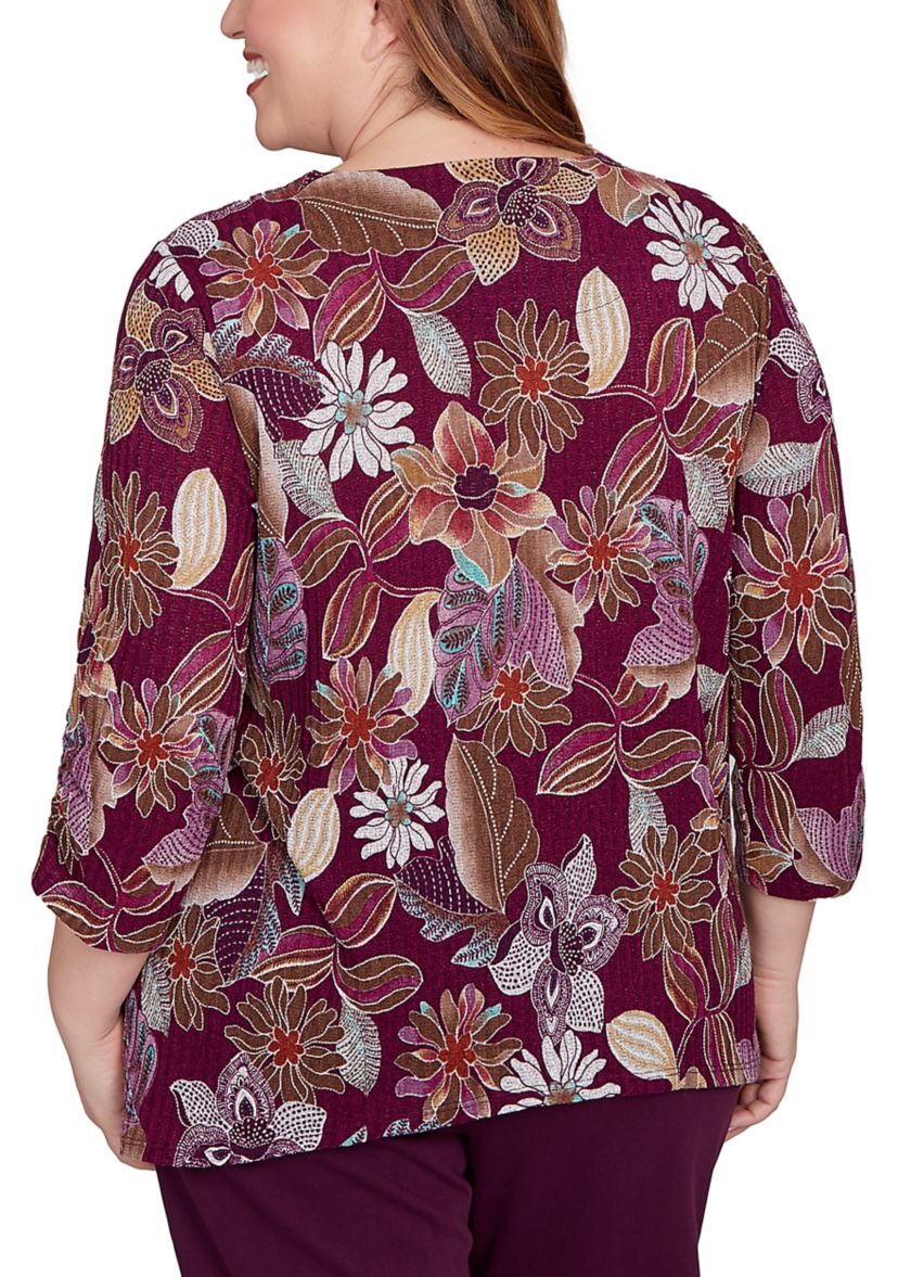 Plus Size Urban Legend Batik Floral Melange Print Top