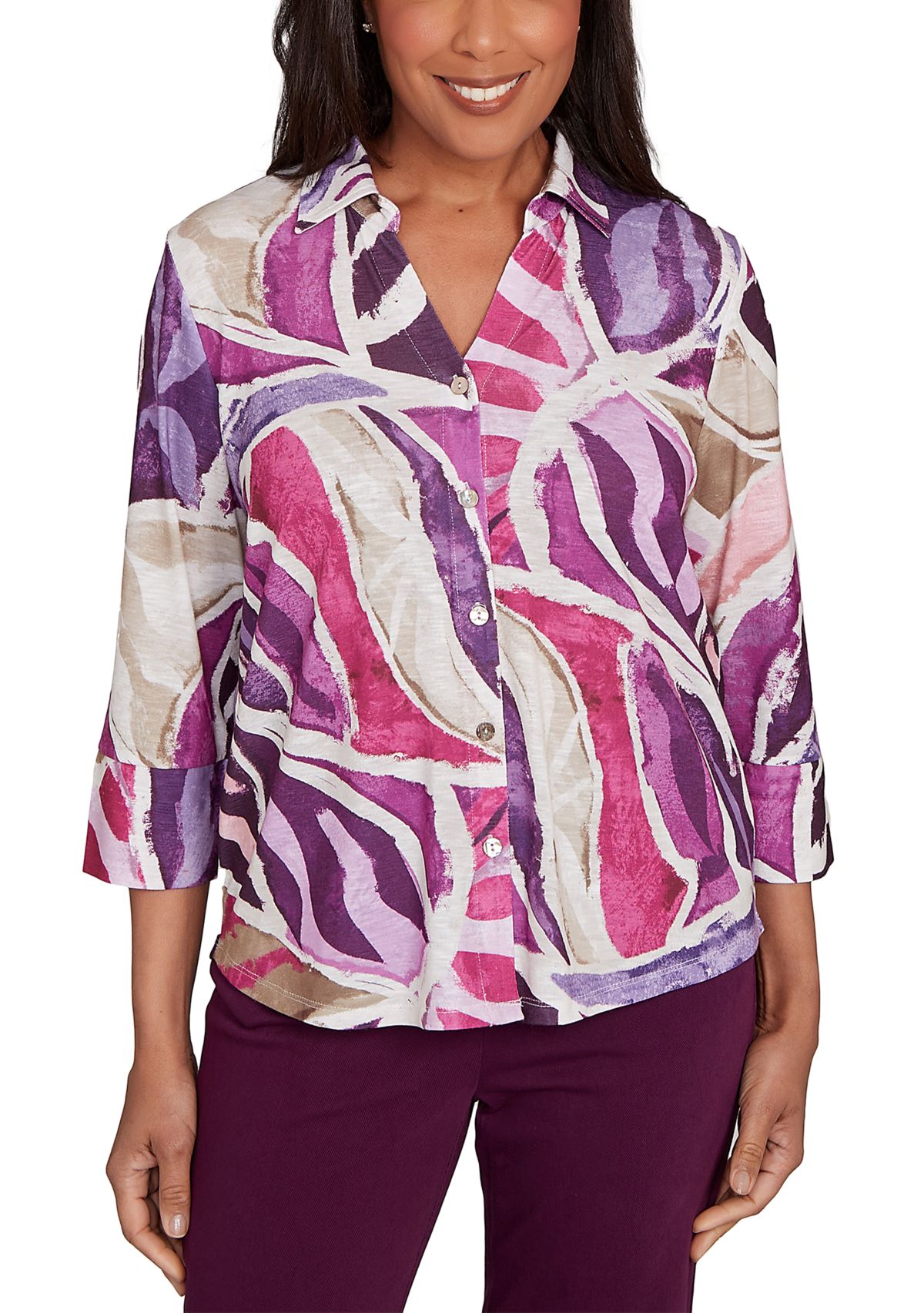 Petite Urban Legend Abstract Patchwork Shirt