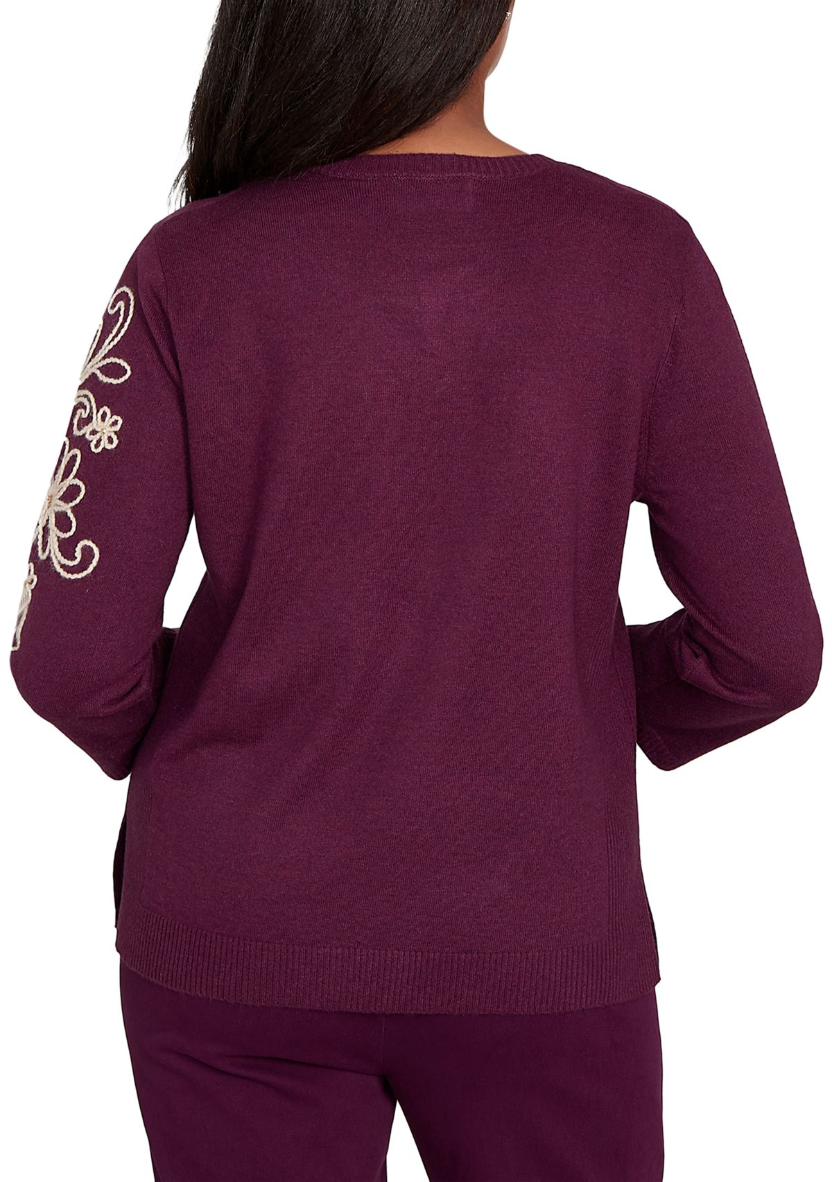 Petite Urban Legend Floral Diagonal Soutache Sweater