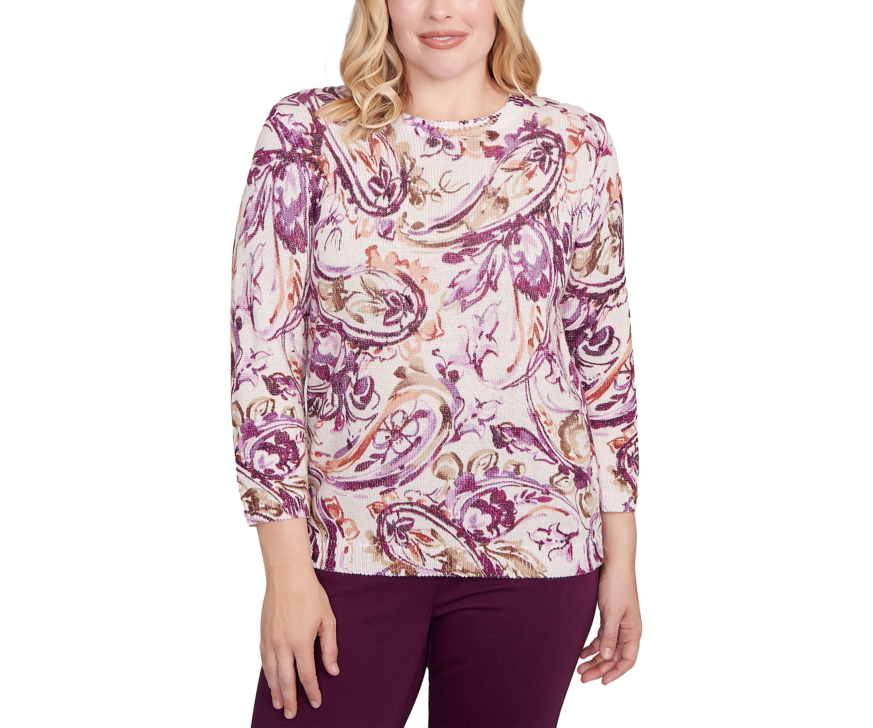 Petite Urban Legend Paisley Shimmer Sweater 