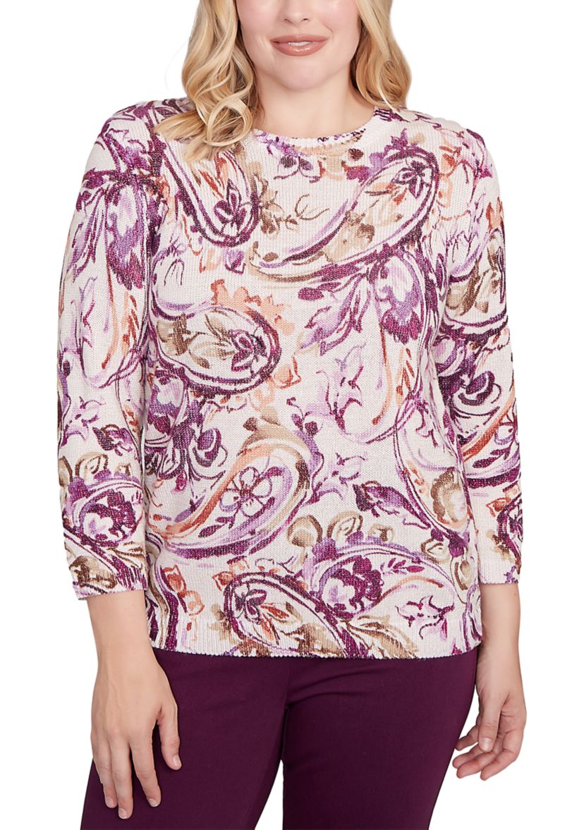 Petite Urban Legend Paisley Shimmer Sweater 