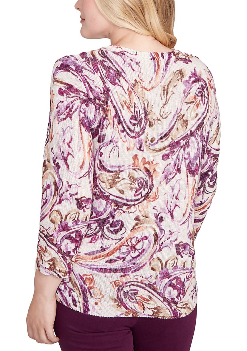Petite Urban Legend Paisley Shimmer Sweater 
