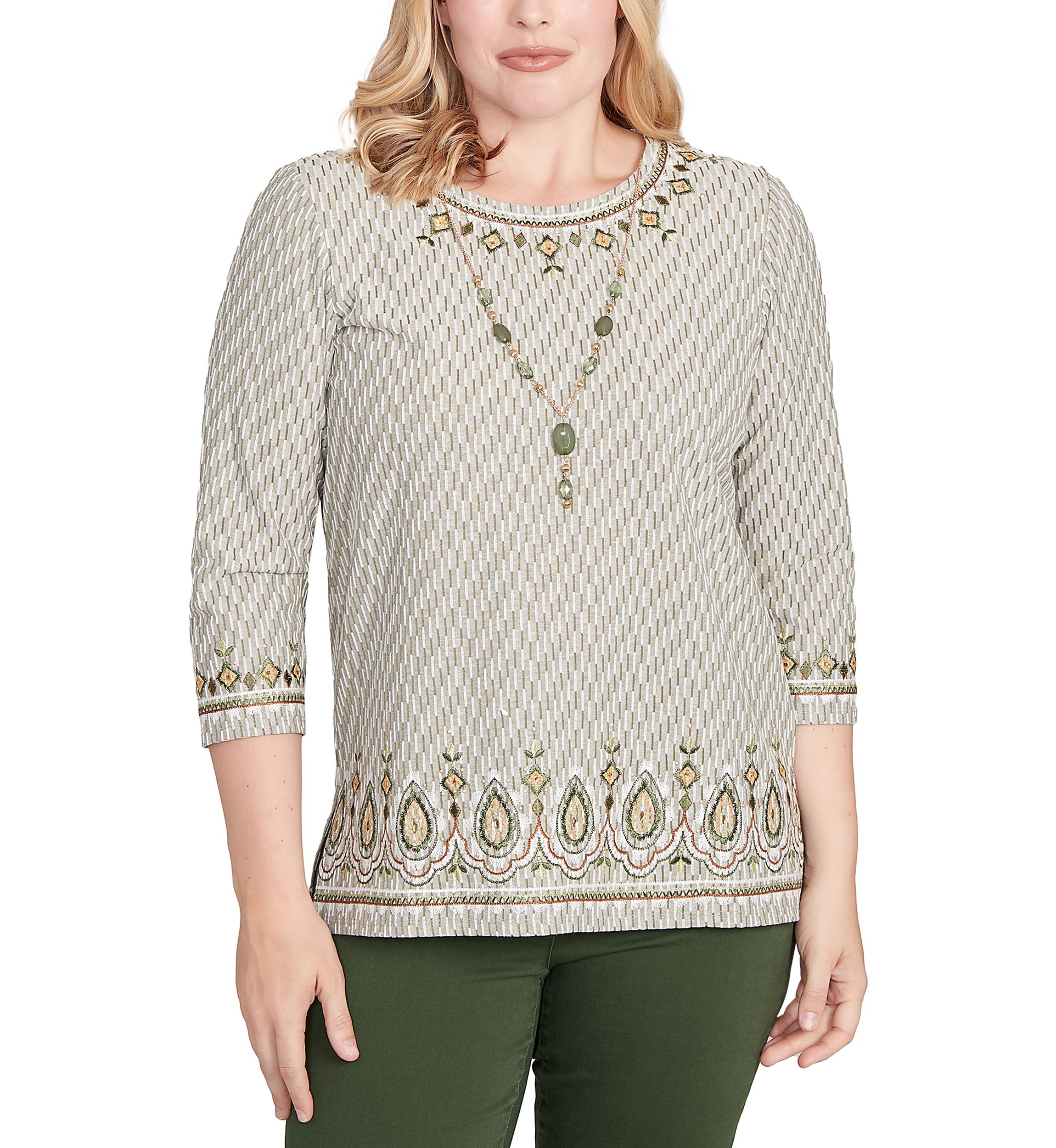 Plus Size Mount Laurel Medallion Border Texture Top