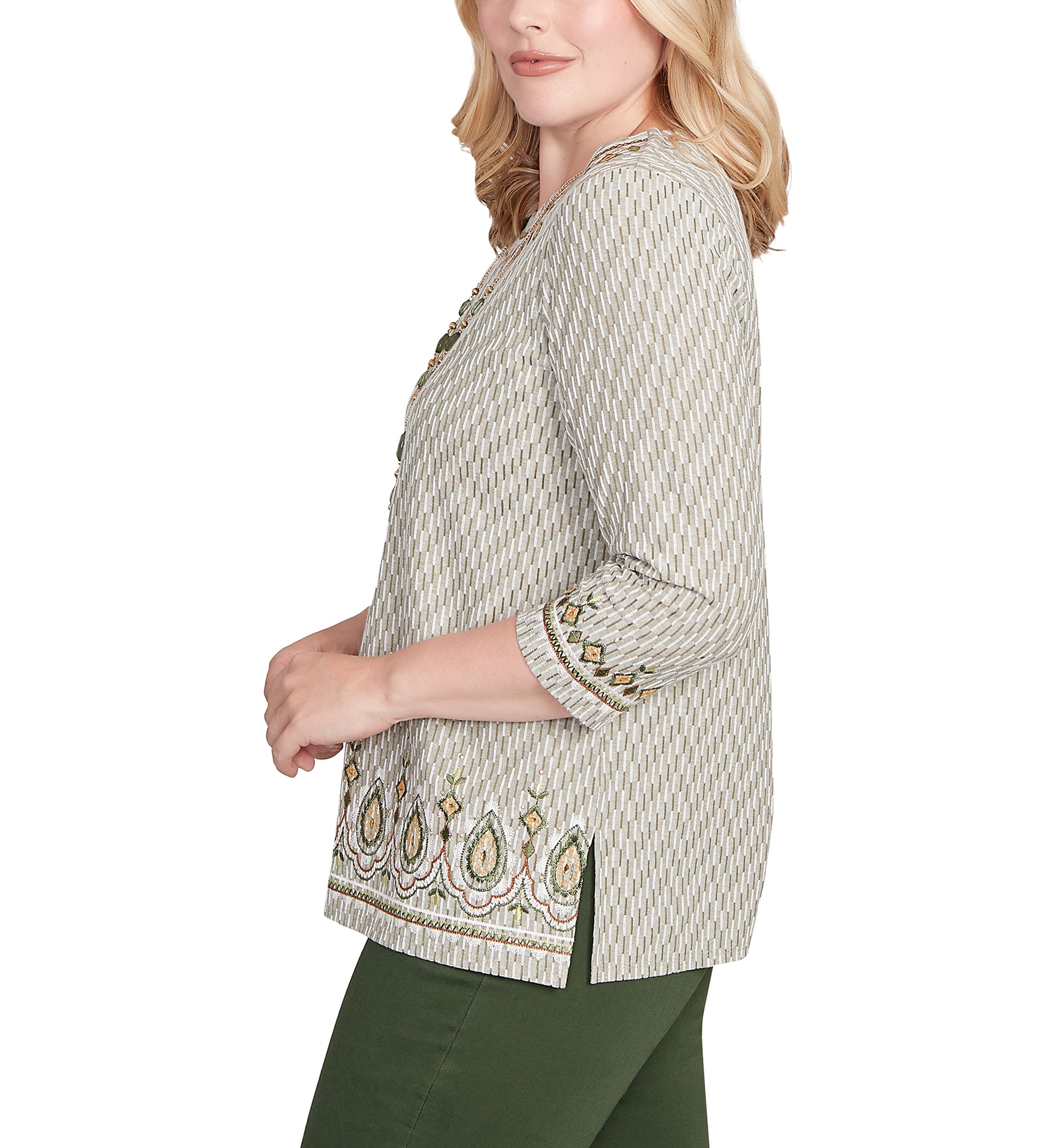 Plus Size Mount Laurel Medallion Border Texture Top