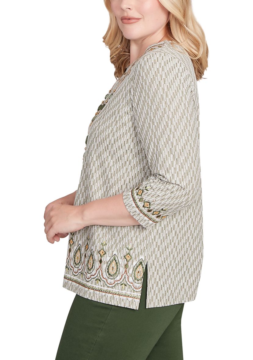 Plus Size Mount Laurel Medallion Border Texture Top
