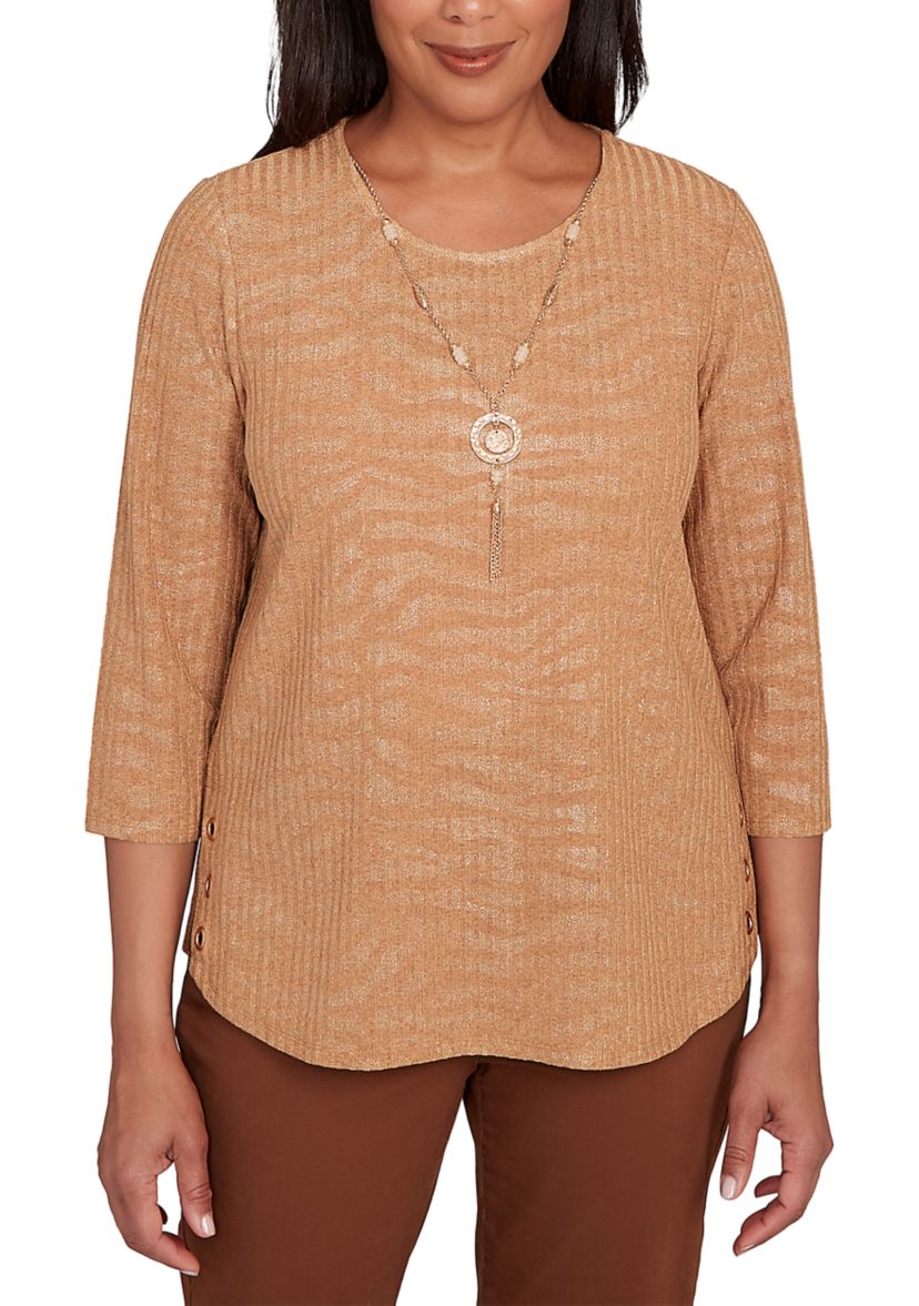 Womens  Mount Laurel Shimmer Animal Jacquard Top