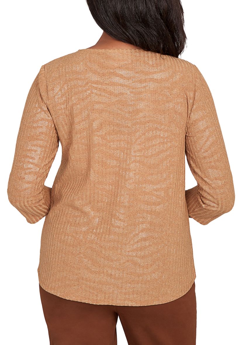 Womens  Mount Laurel Shimmer Animal Jacquard Top