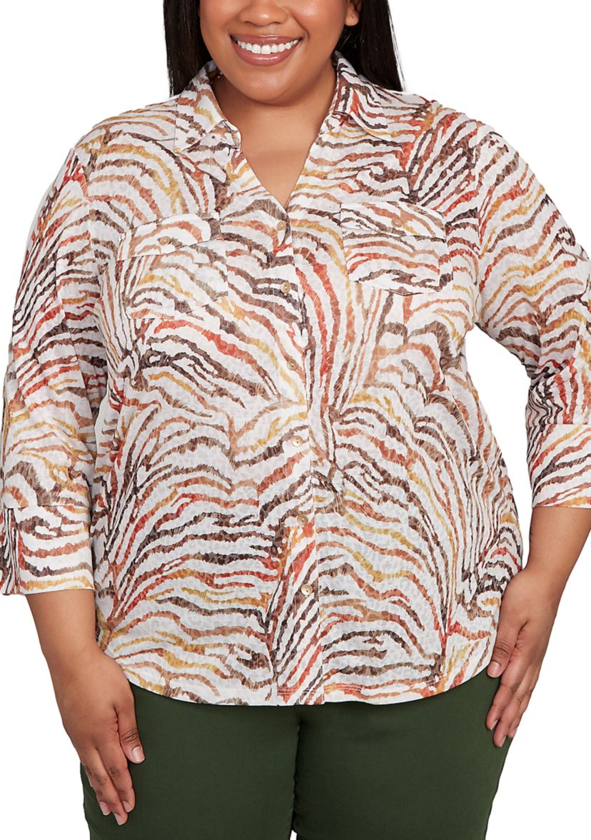 Plus Size Mount Laurel Skin Burnout Blouse