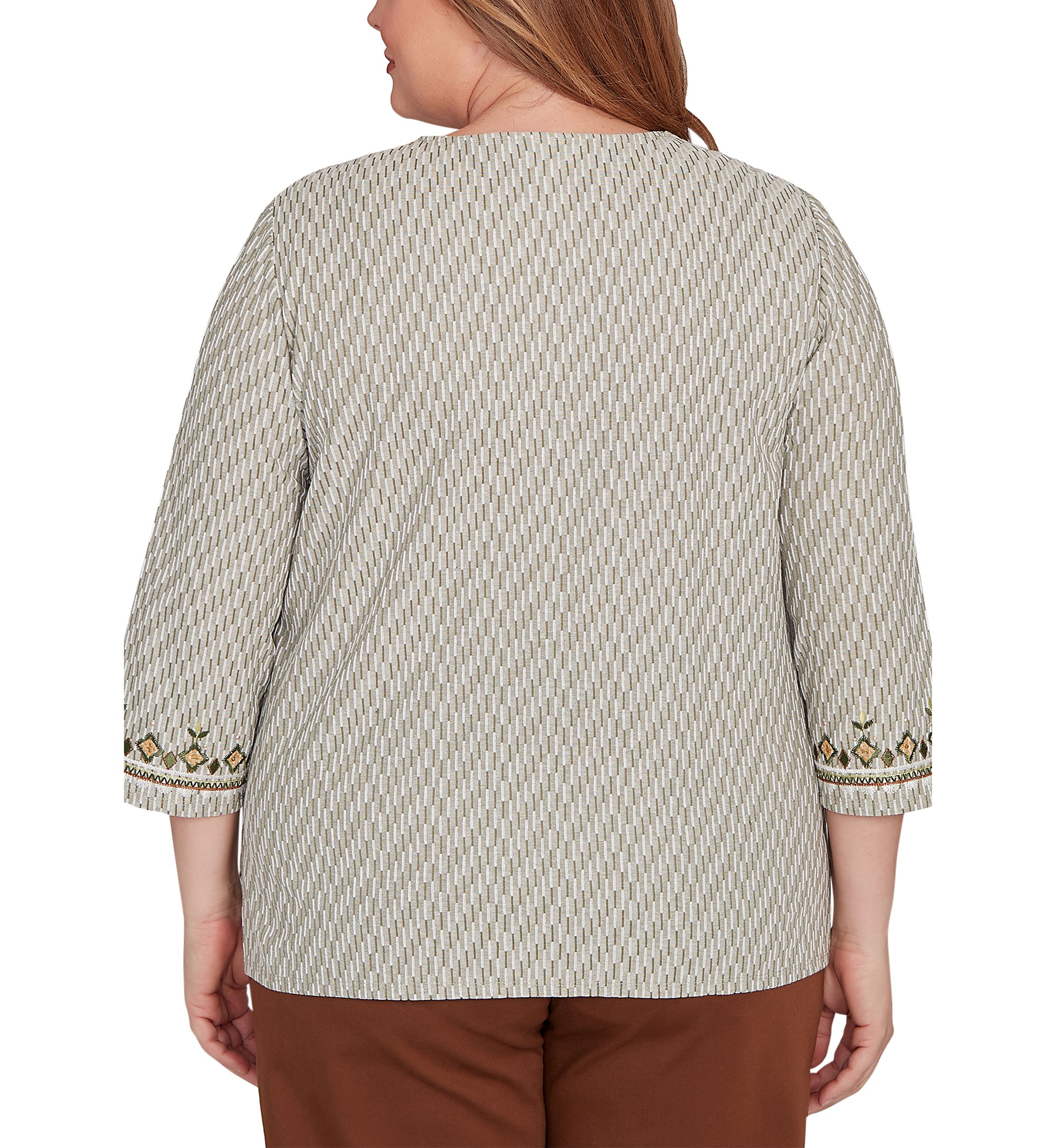 Plus Size Mount Laurel Medallion Border Texture Top 