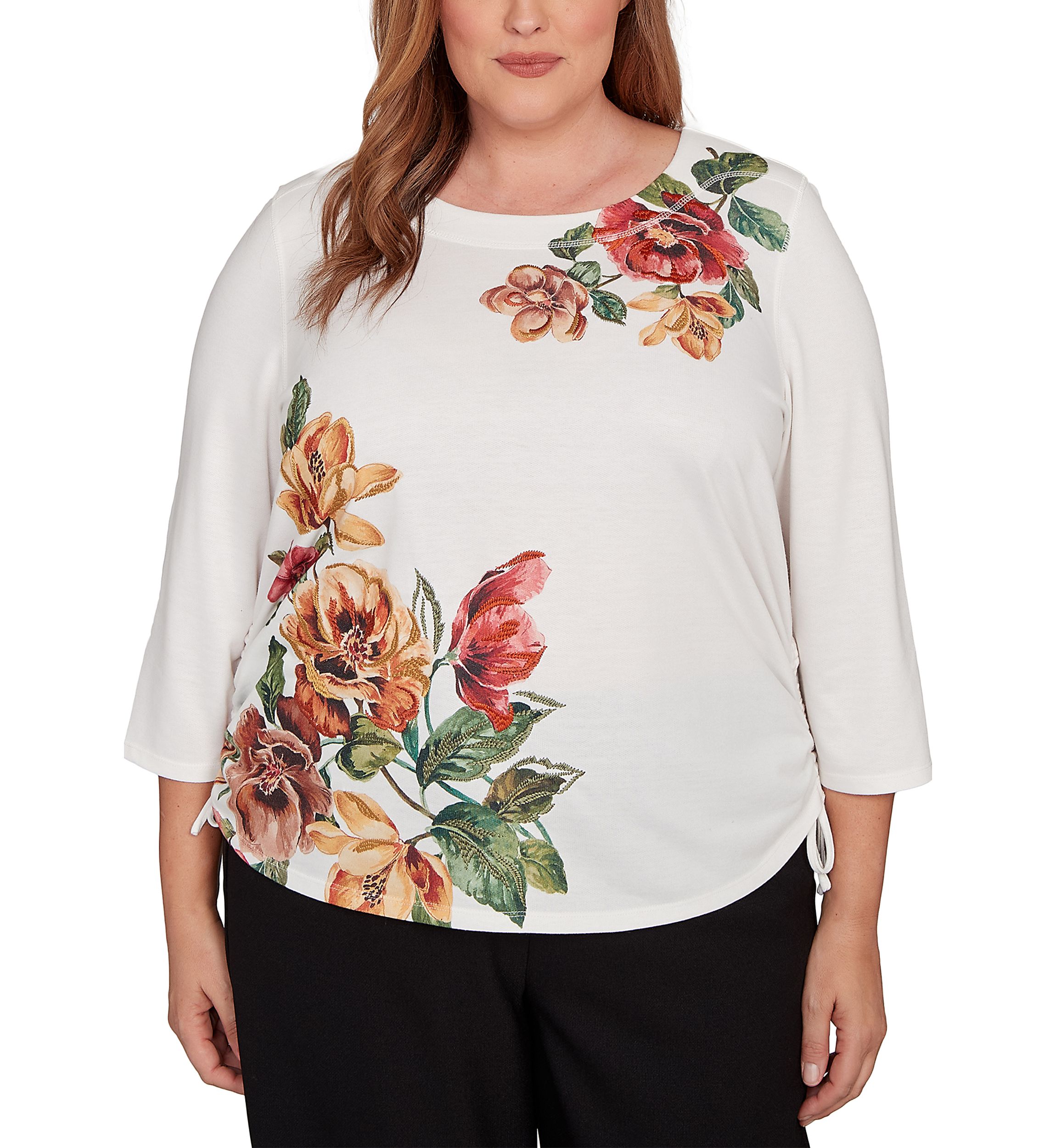 Plus Size Mount Laurel Placed Floral Top 