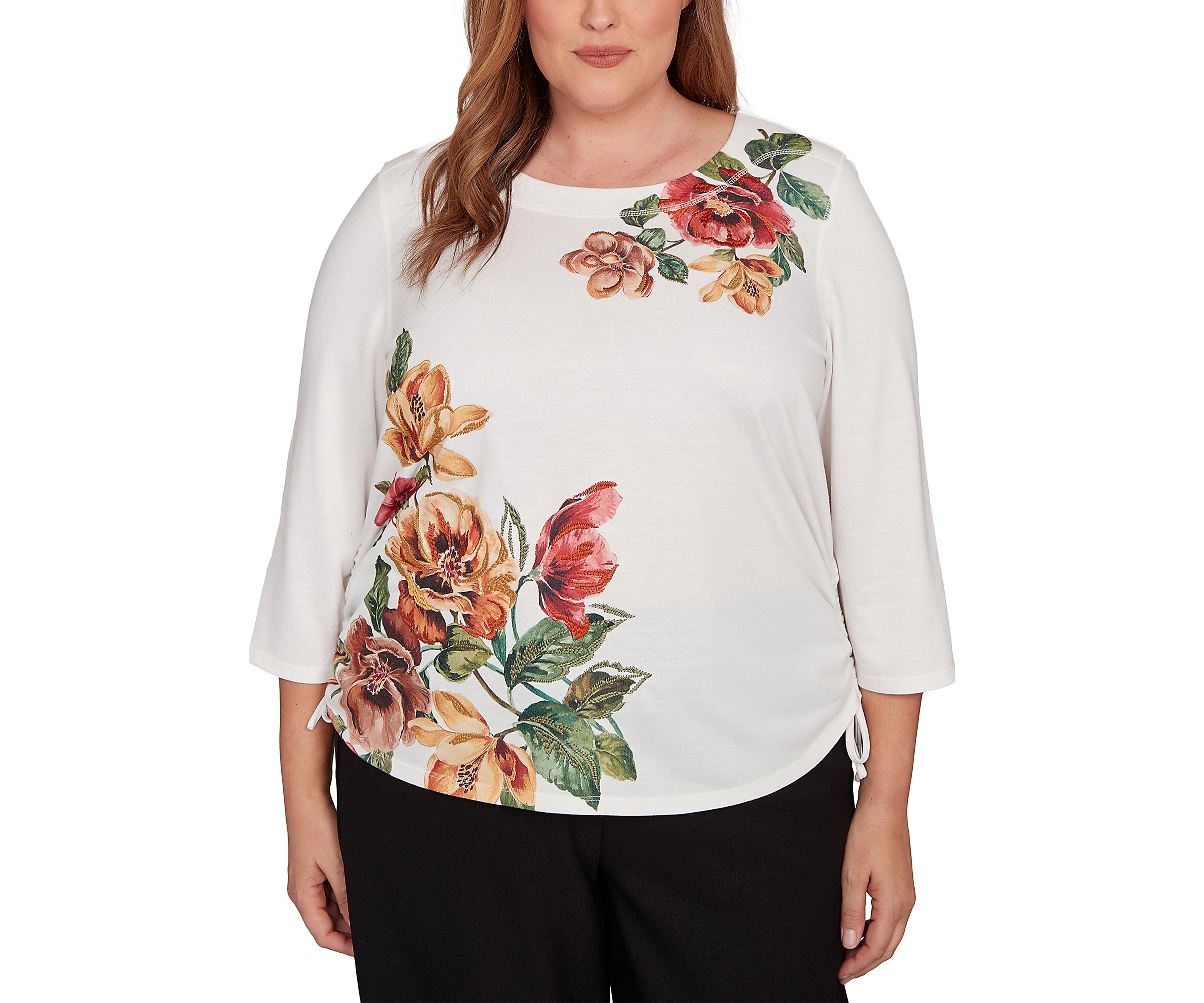 Plus Size Mount Laurel Placed Floral Top 