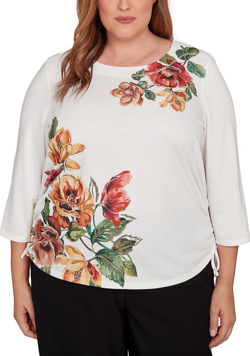 Plus Size Mount Laurel Placed Floral Top 