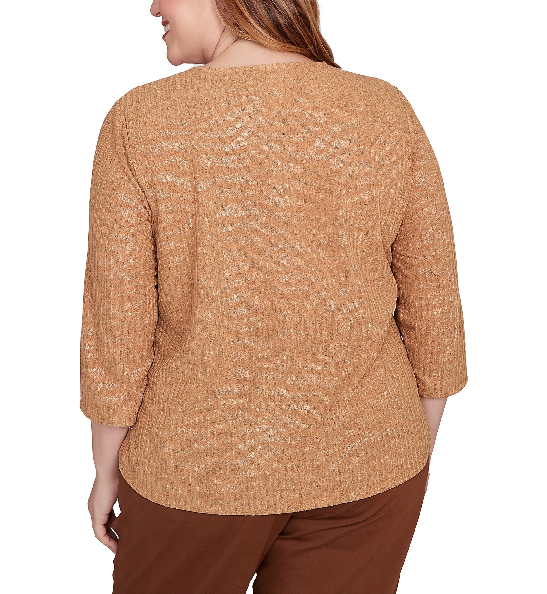 Plus Size Mount Laurel Shimmer Animal Jacquard Top 