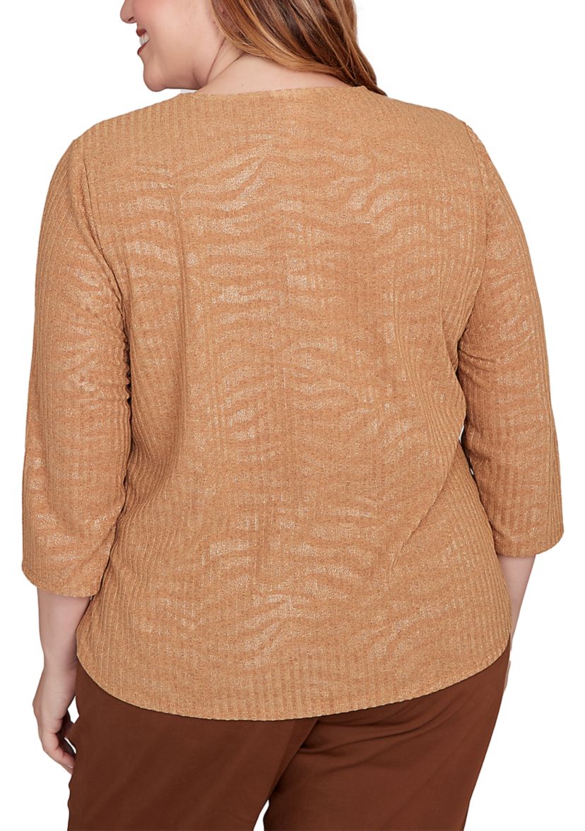 Plus Size Mount Laurel Shimmer Animal Jacquard Top 
