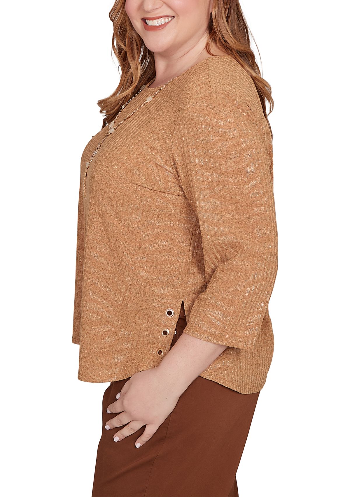 Plus Size Mount Laurel Shimmer Animal Jacquard Top 