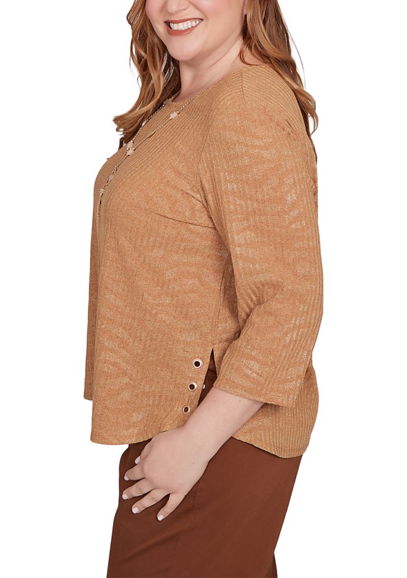 Plus Size Mount Laurel Shimmer Animal Jacquard Top 
