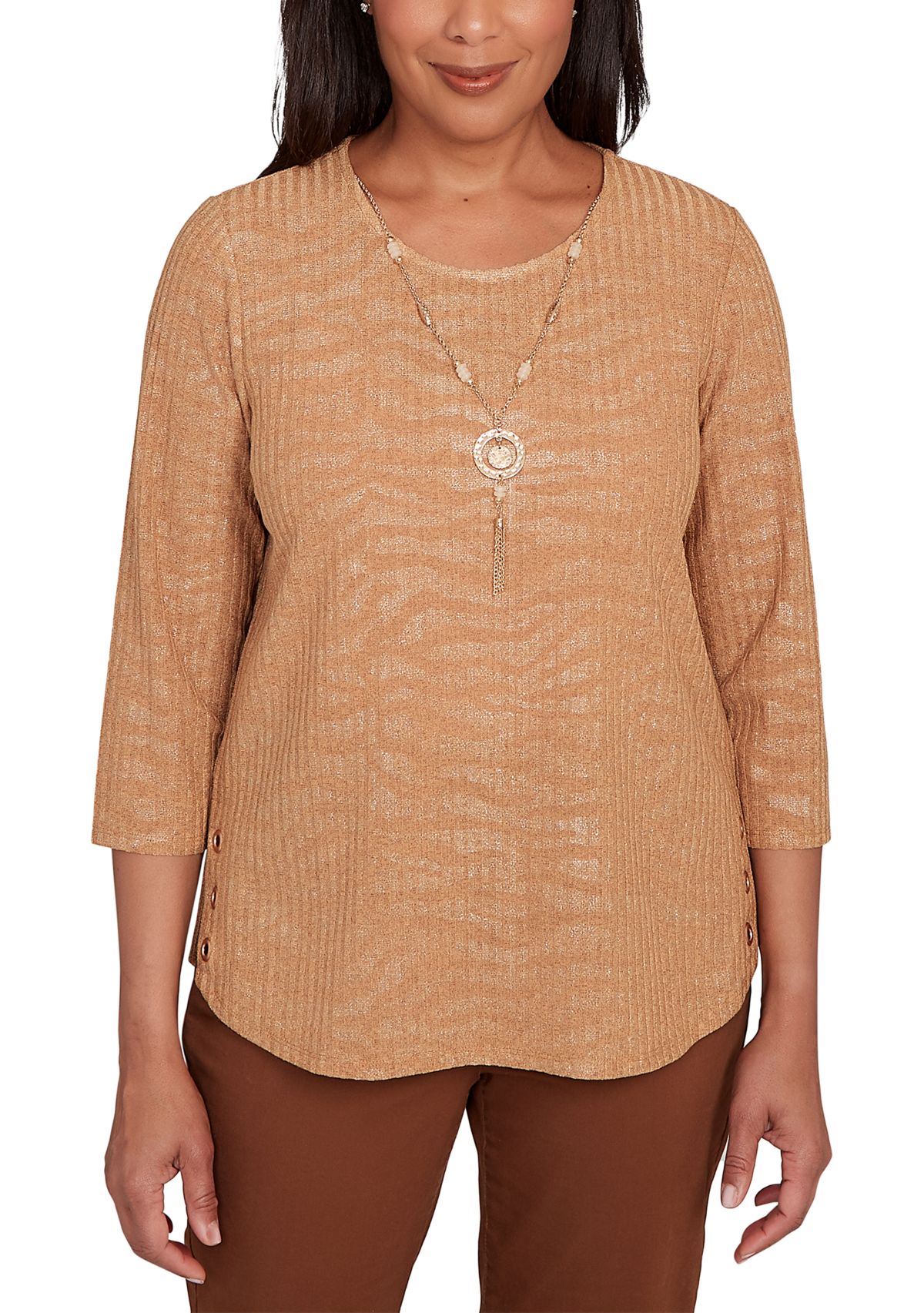 Petite Mount Laurel Shimmer Animal Jacquard Top