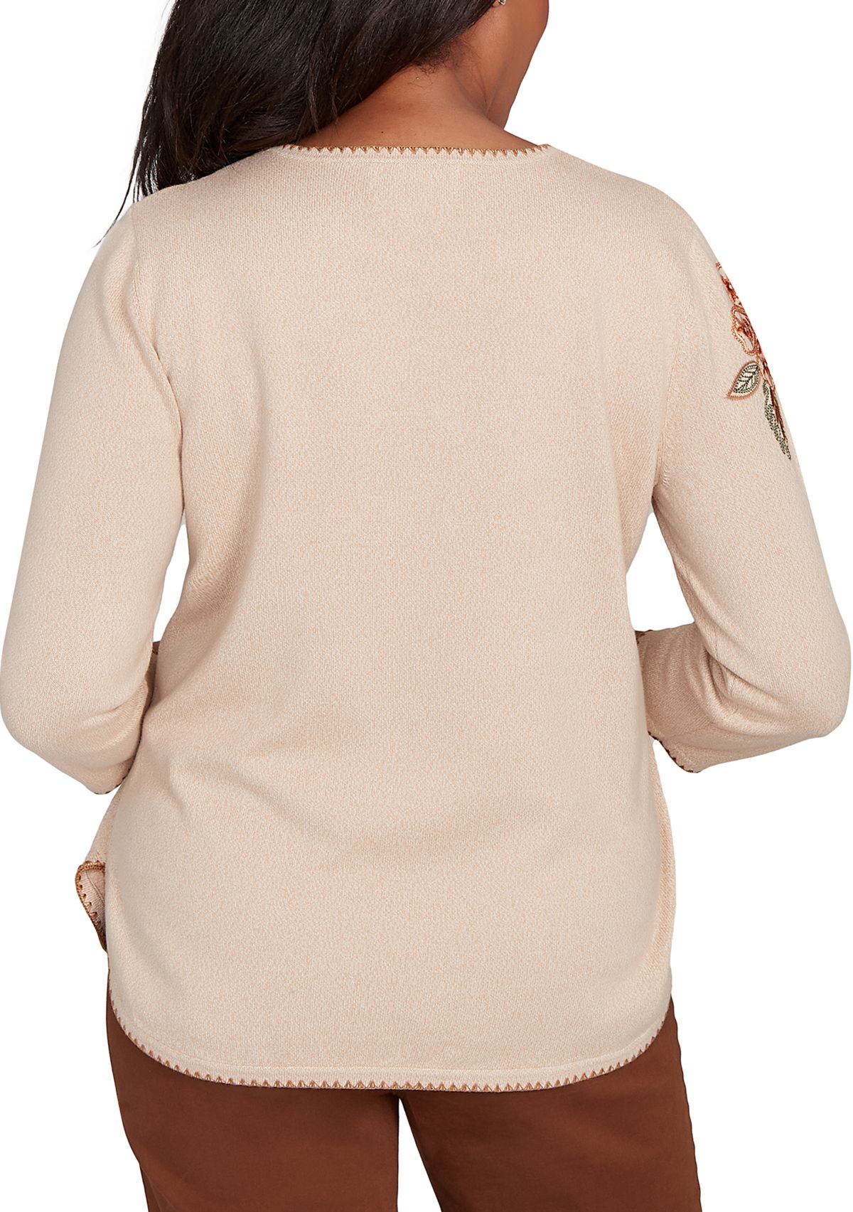 Petite Mount Laurel Asymmetric Flower Embroidery Top