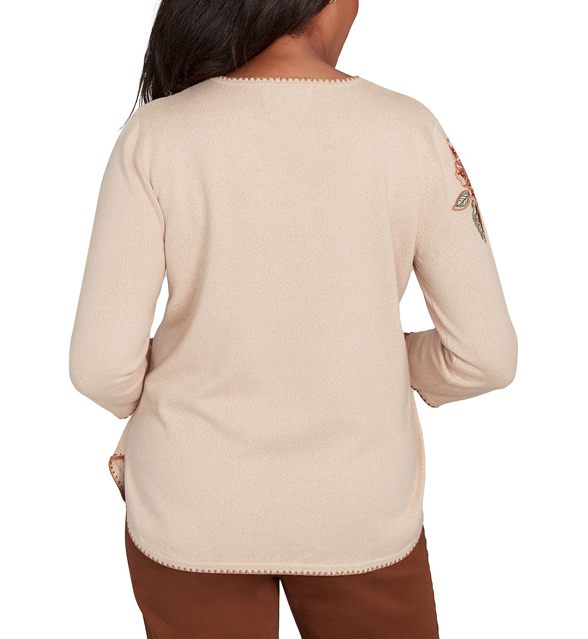 Petite Mount Laurel Asymmetric Flower Embroidery Top