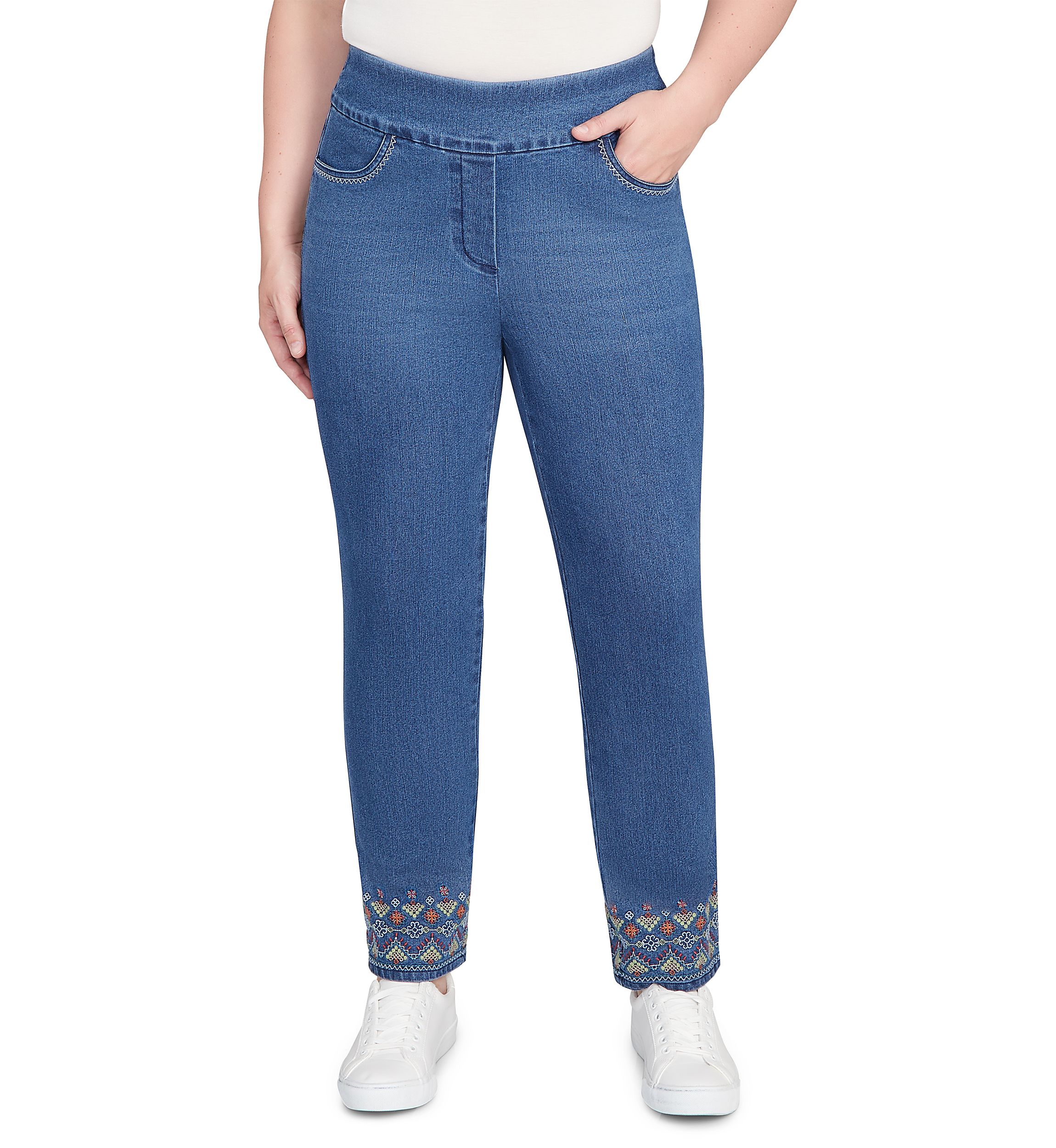 Womens Sunset Canyon Geo Embroidery Ankle Pants