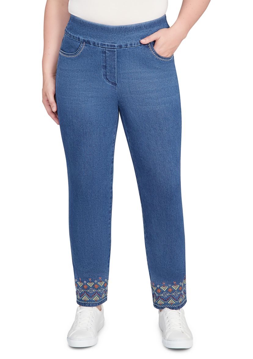 Womens Sunset Canyon Geo Embroidery Ankle Pants