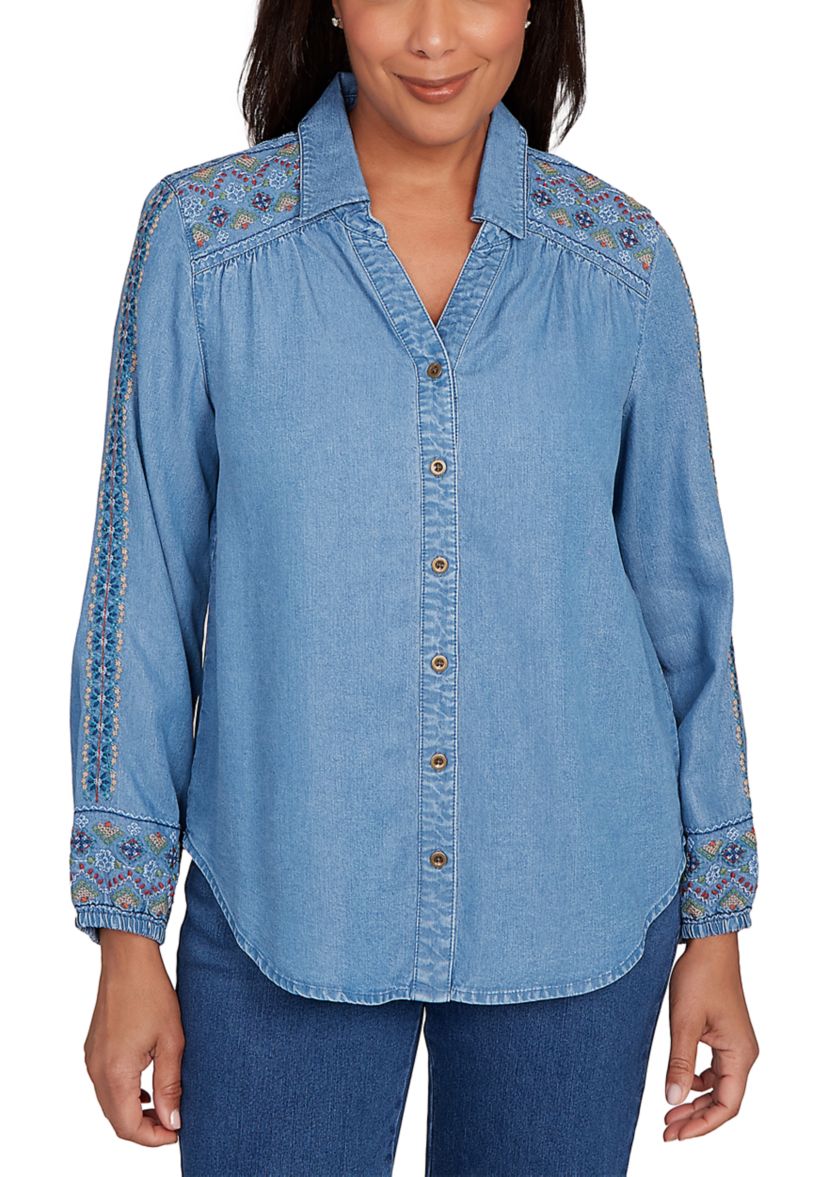 Womens Sunset Canyon Embroidered Tencel™ Shirt