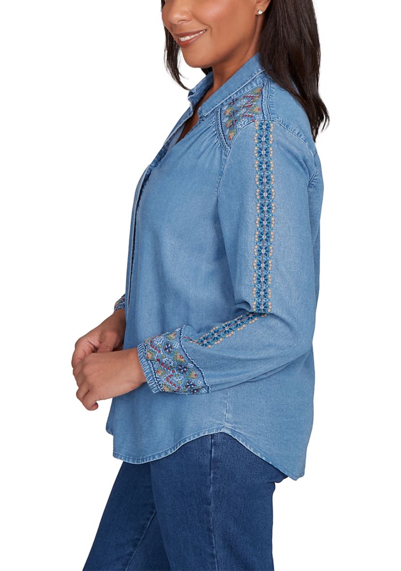 Womens Sunset Canyon Embroidered Tencel™ Shirt