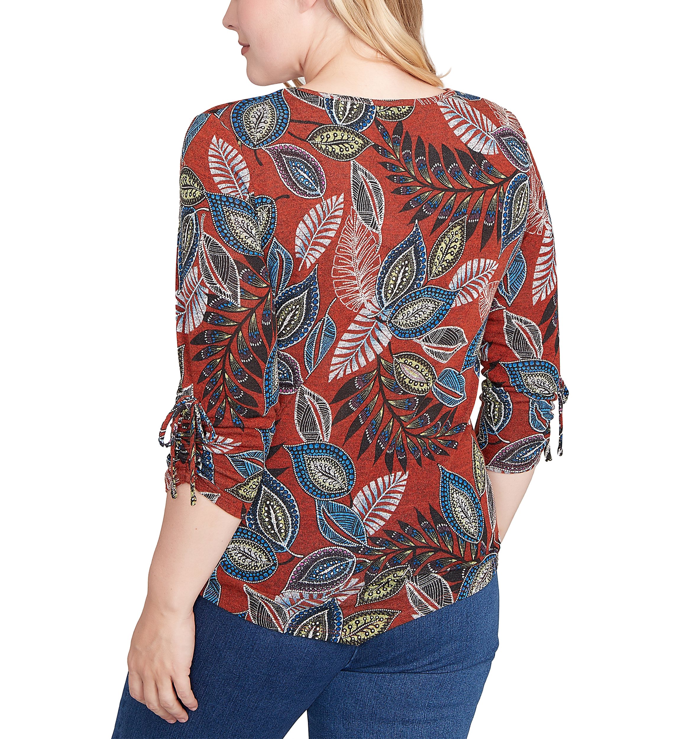 Womens  Sunset Canyon Batik Leaves Melange Top