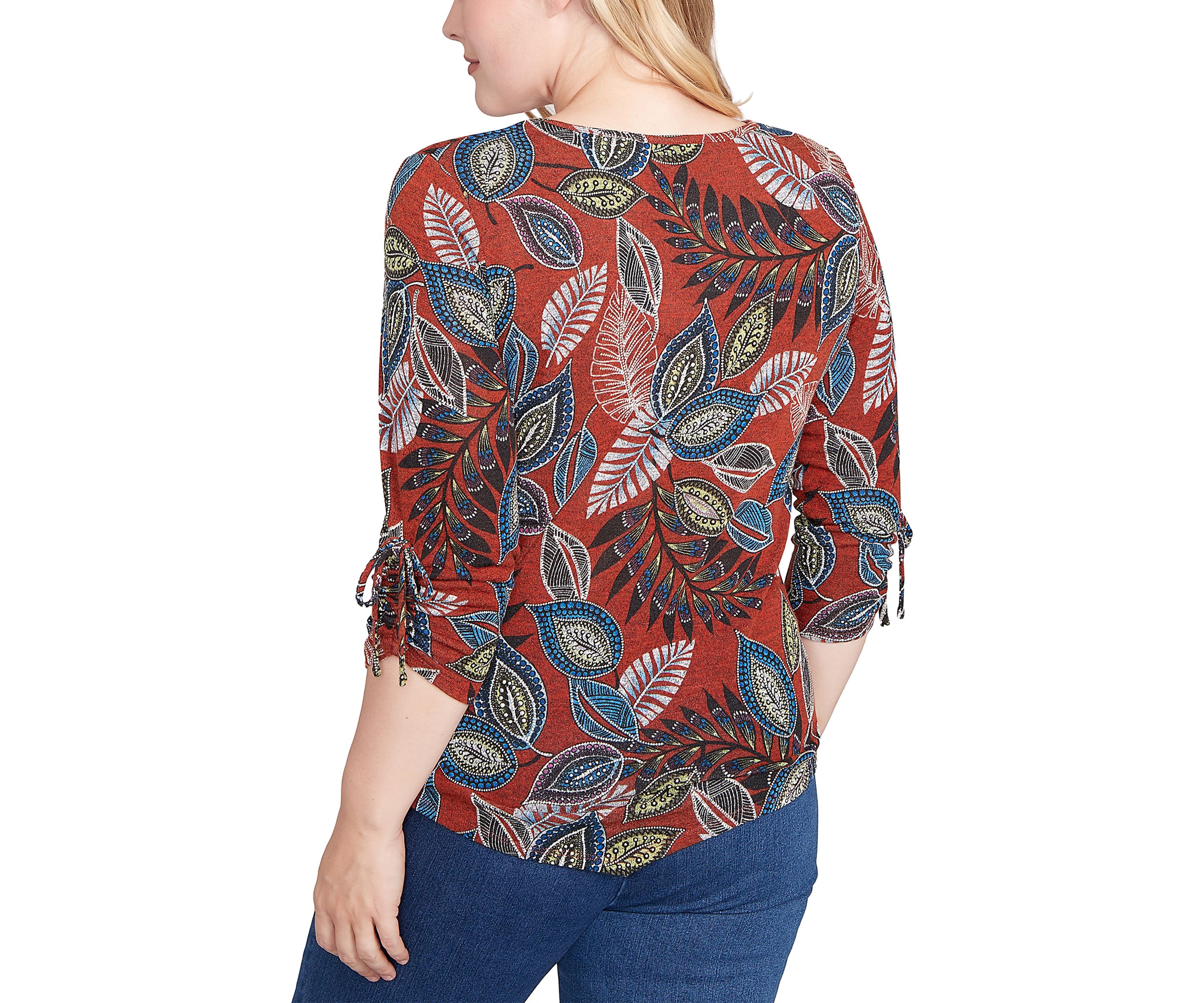 Womens  Sunset Canyon Batik Leaves Melange Top
