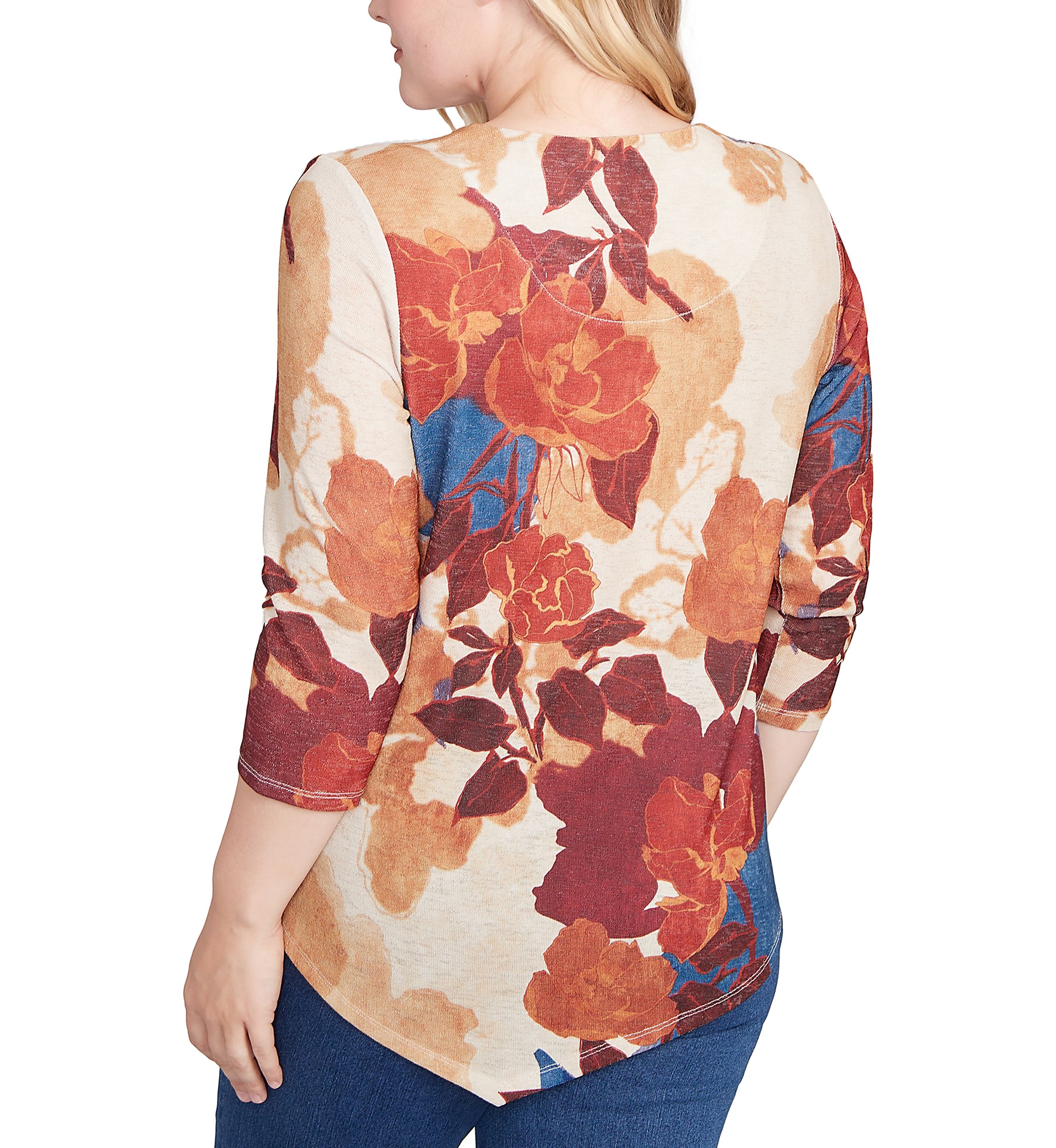 Womens Sunset Canyon Drama Abstract Floral Top 