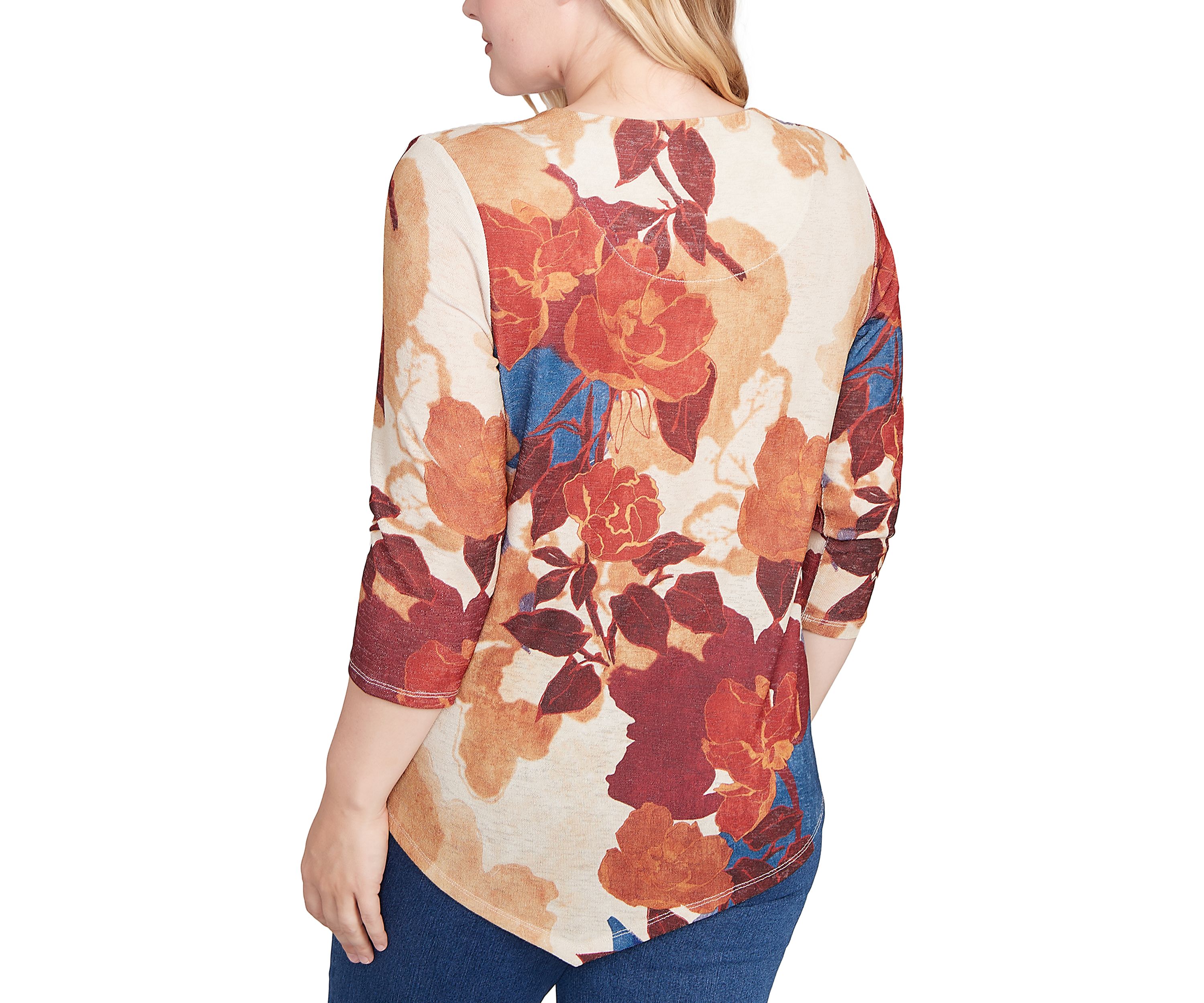 Womens Sunset Canyon Drama Abstract Floral Top 