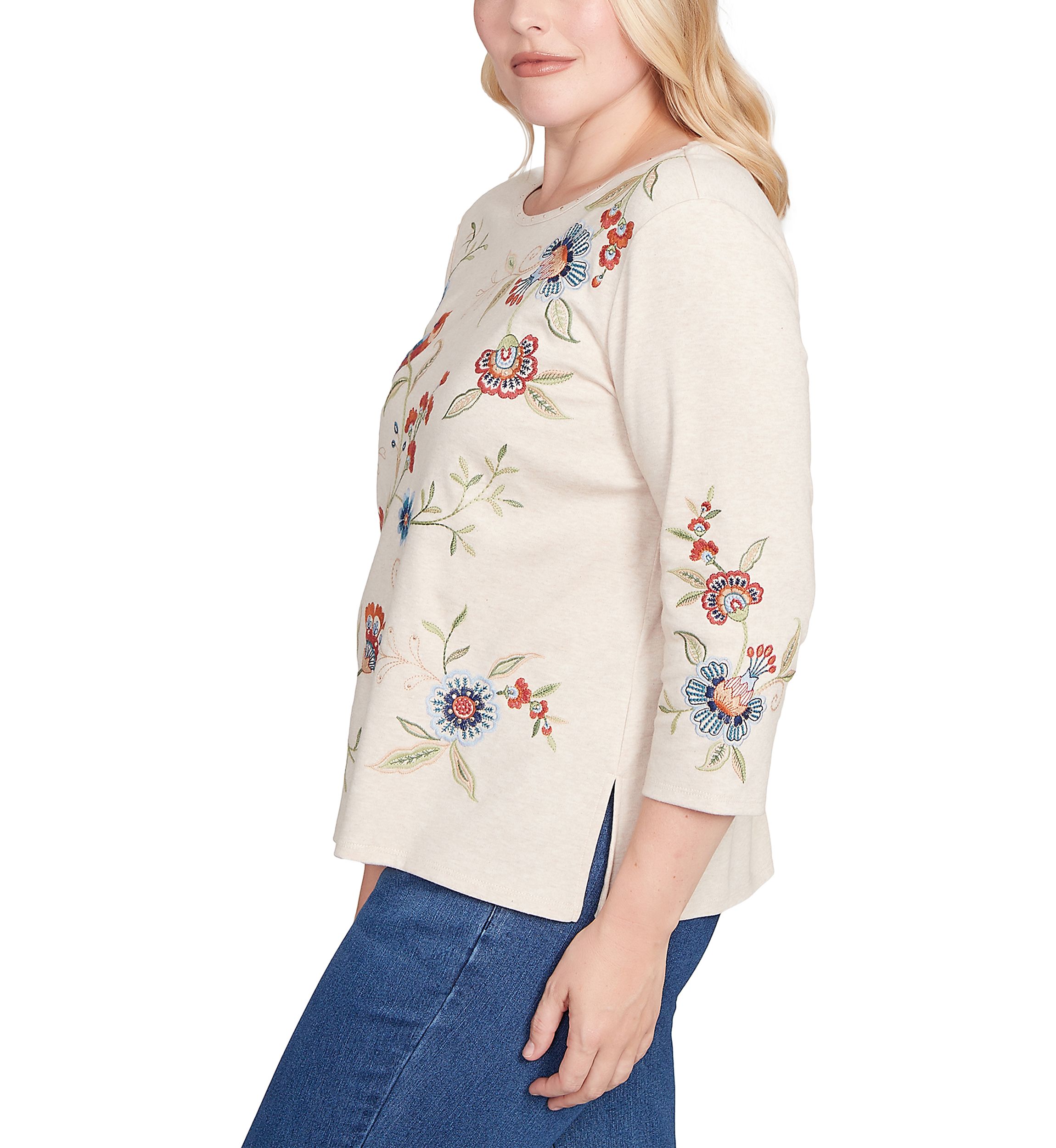 Womens Sunset Canyon Allover Floral Embroidery Top