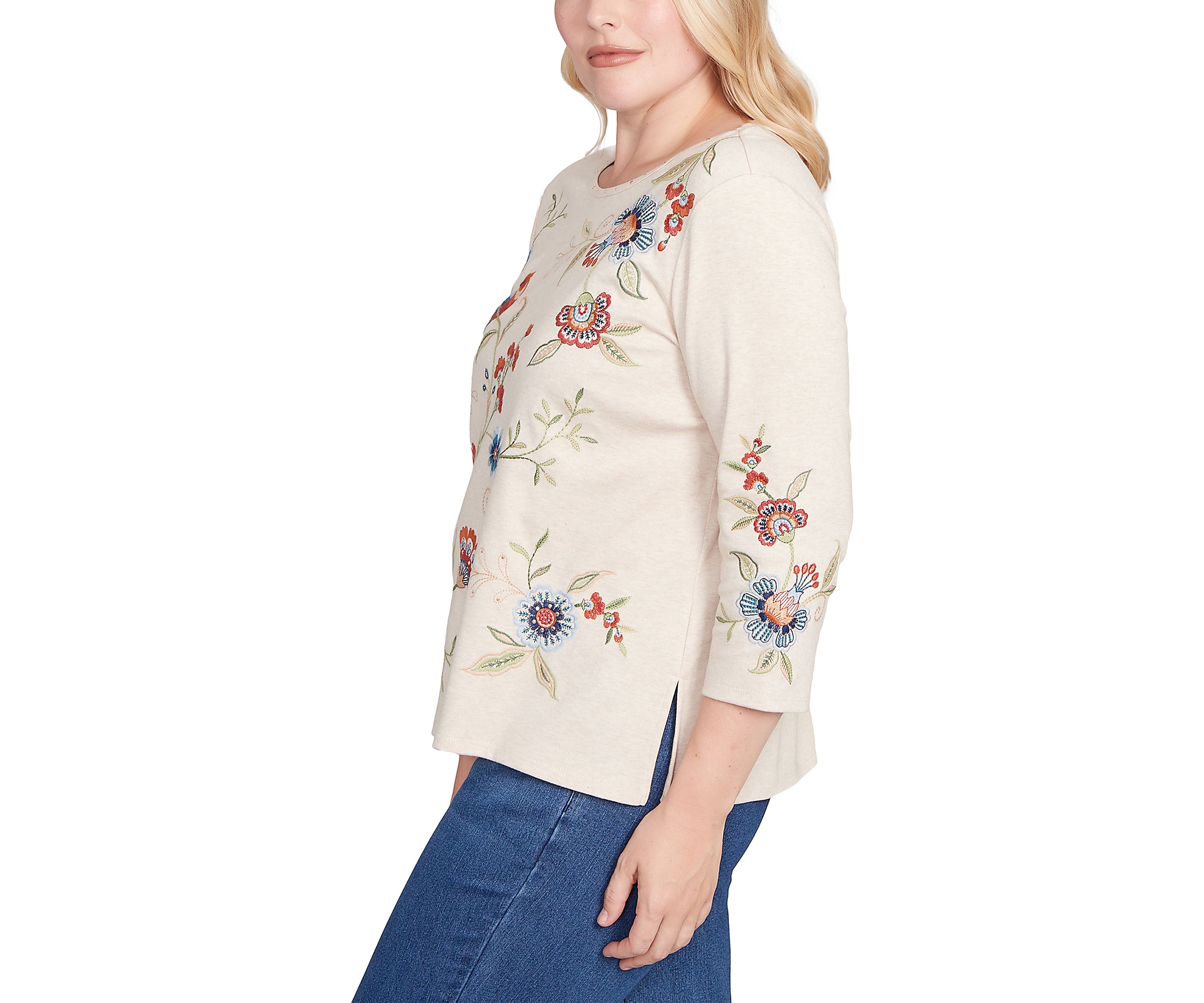 Womens Sunset Canyon Allover Floral Embroidery Top