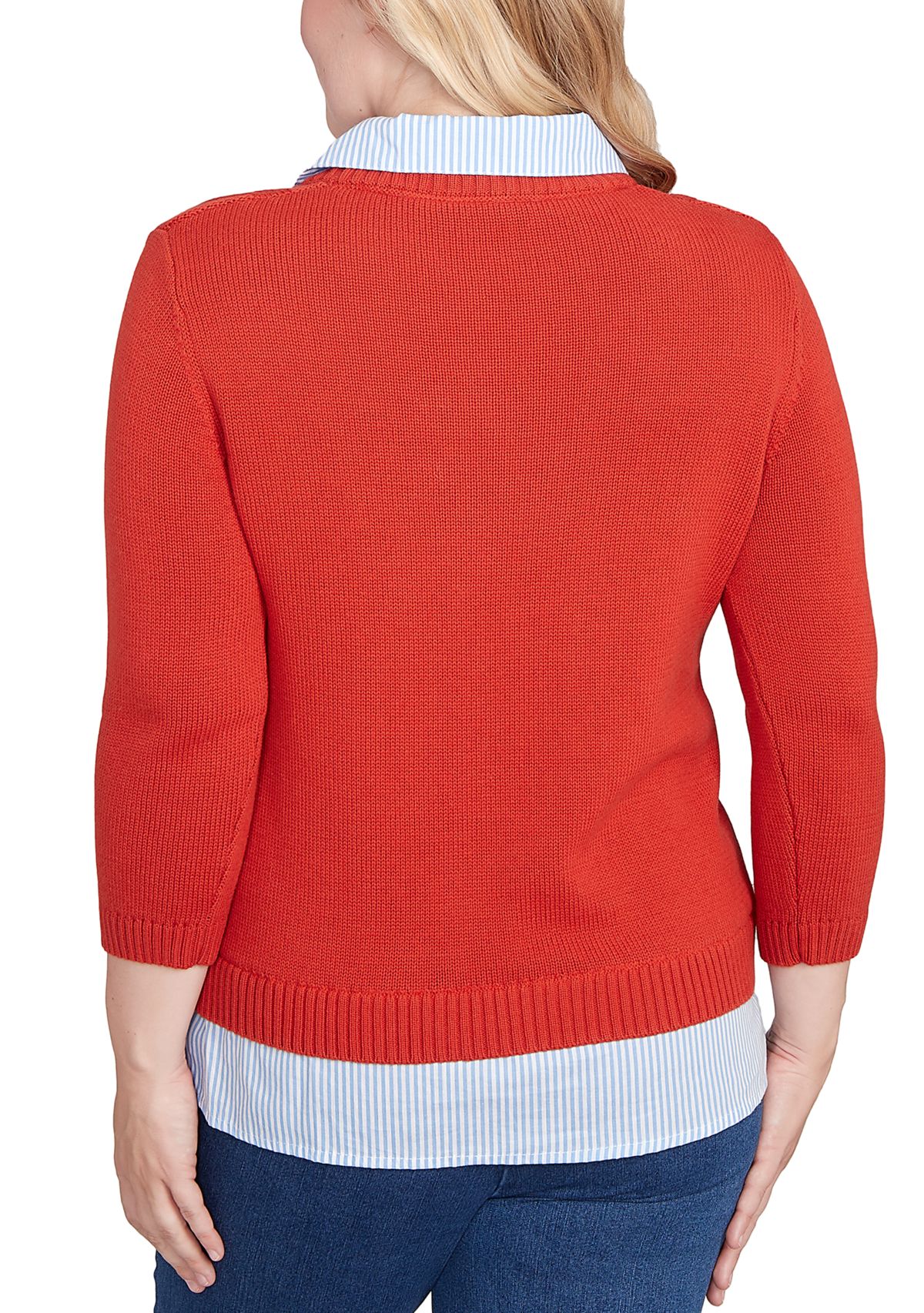 Womens Sunset Canyon Cable Stitch with Stripe Woven Trim