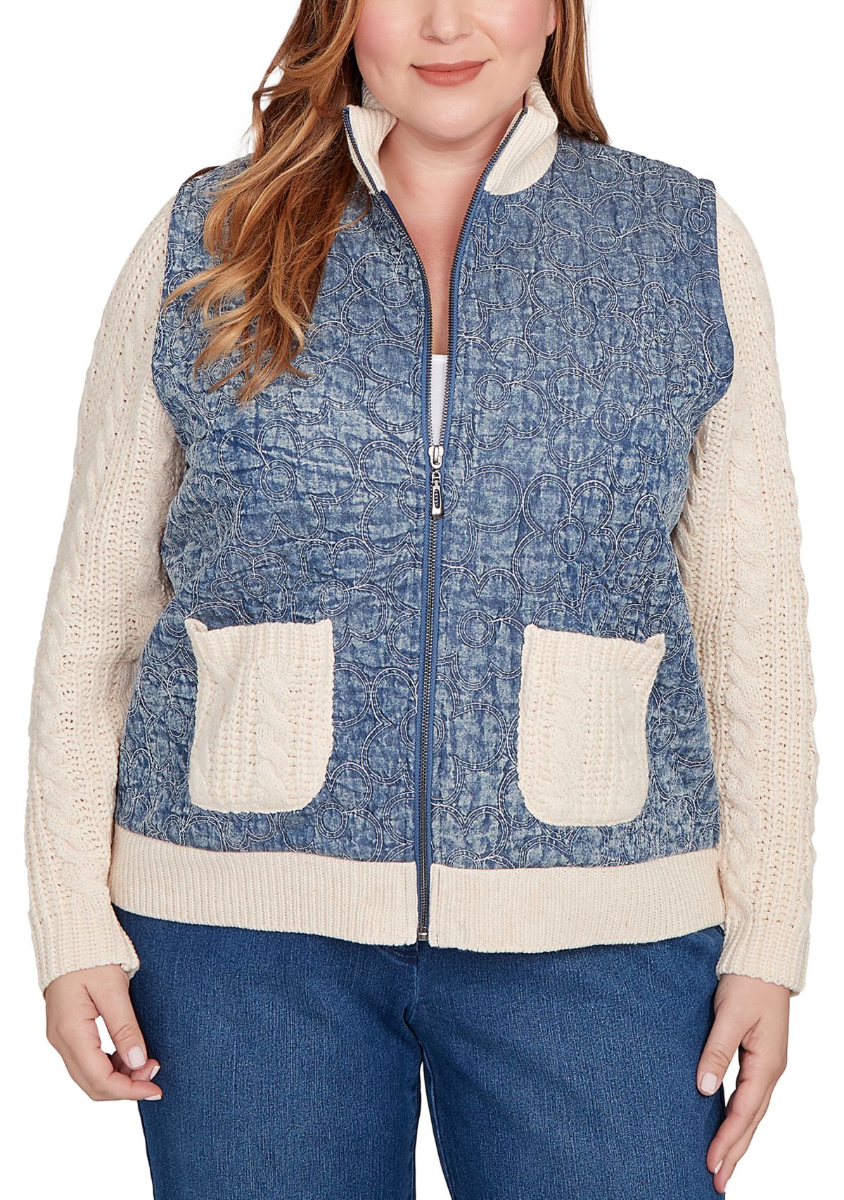 Plus Size Sunset Canyon Quilt with Sweater Rib Jacket