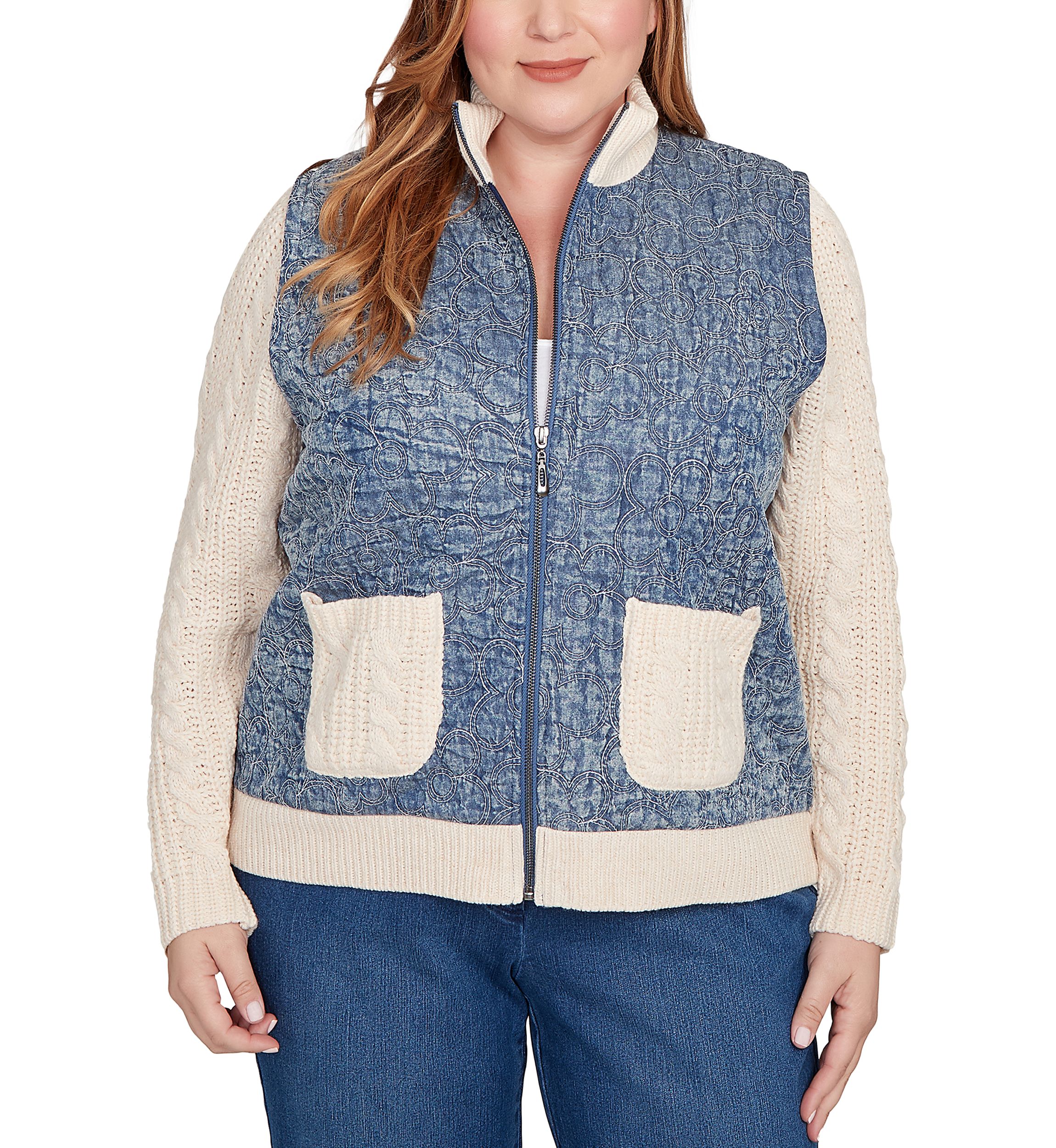 Plus Size Sunset Canyon Quilt with Sweater Rib Jacket