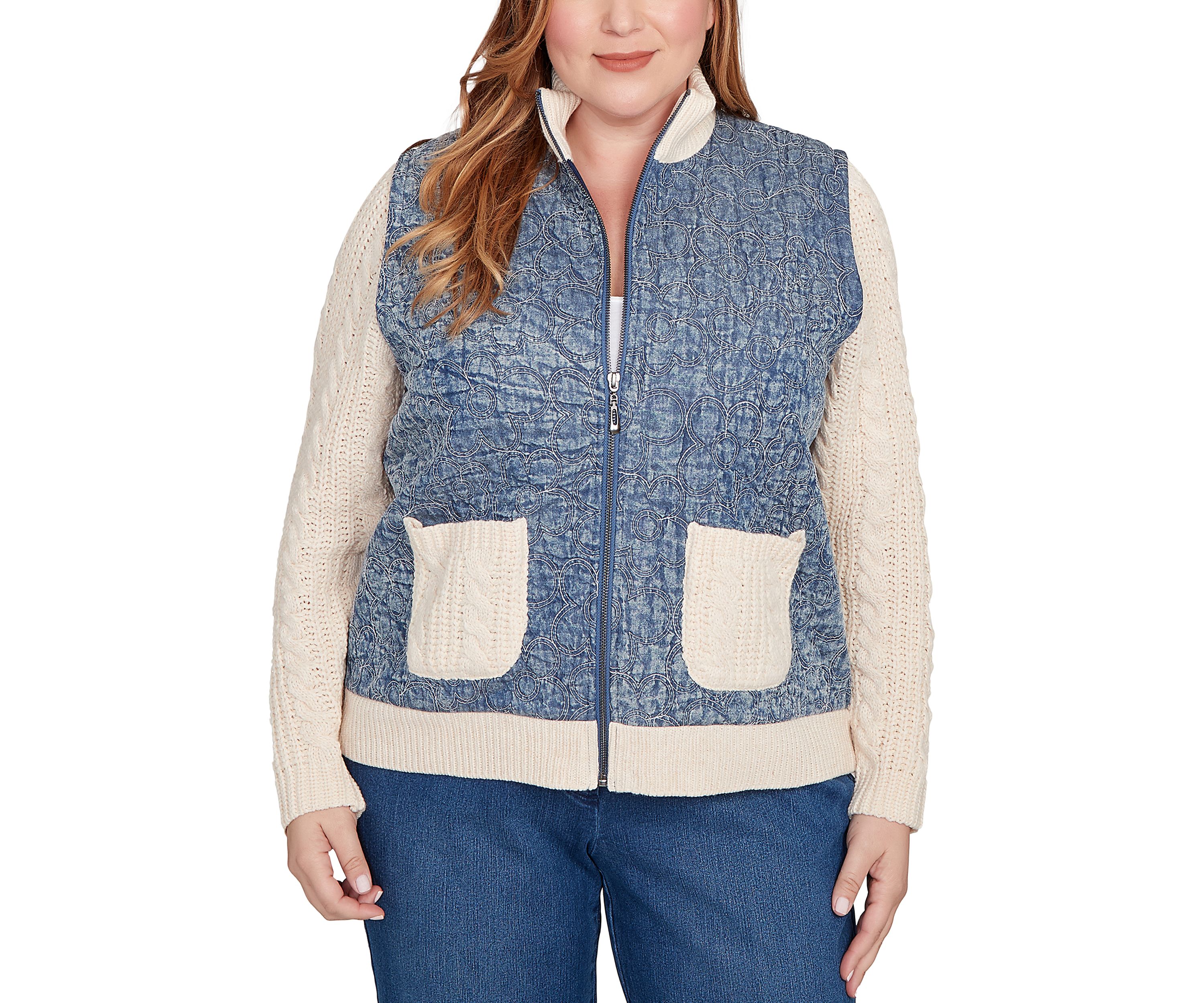 Plus Size Sunset Canyon Quilt with Sweater Rib Jacket